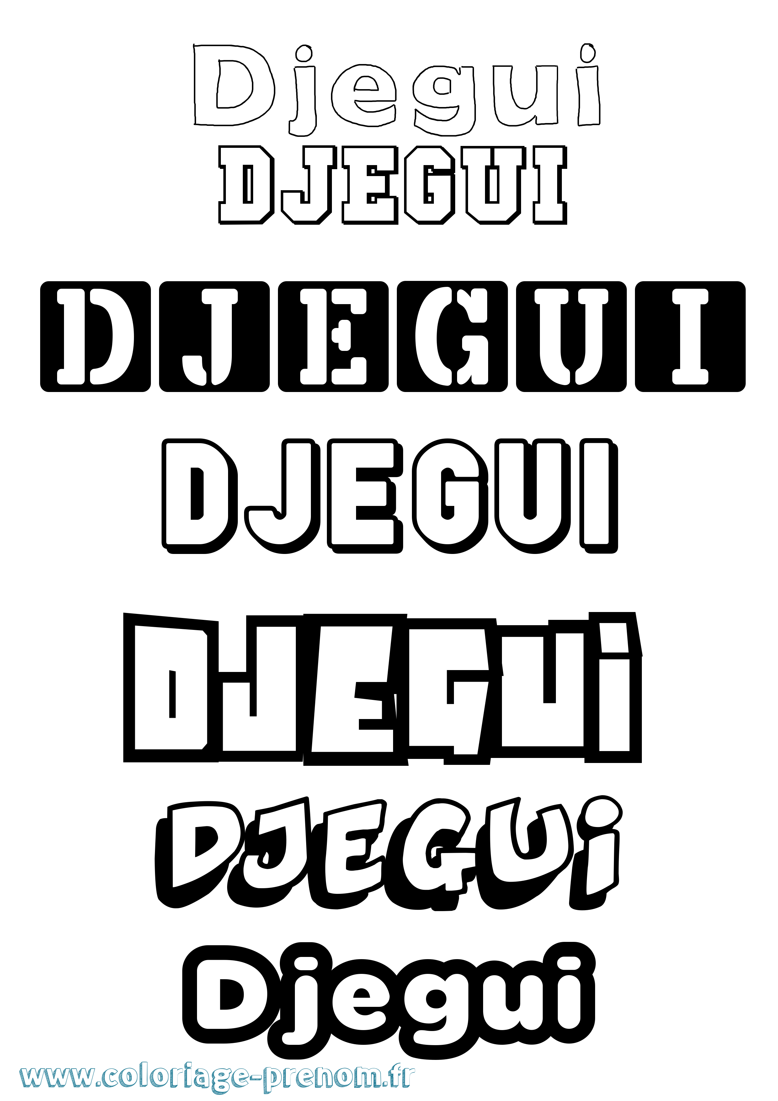 Coloriage Djegui Simple Coloriage prénom Djegui Simple