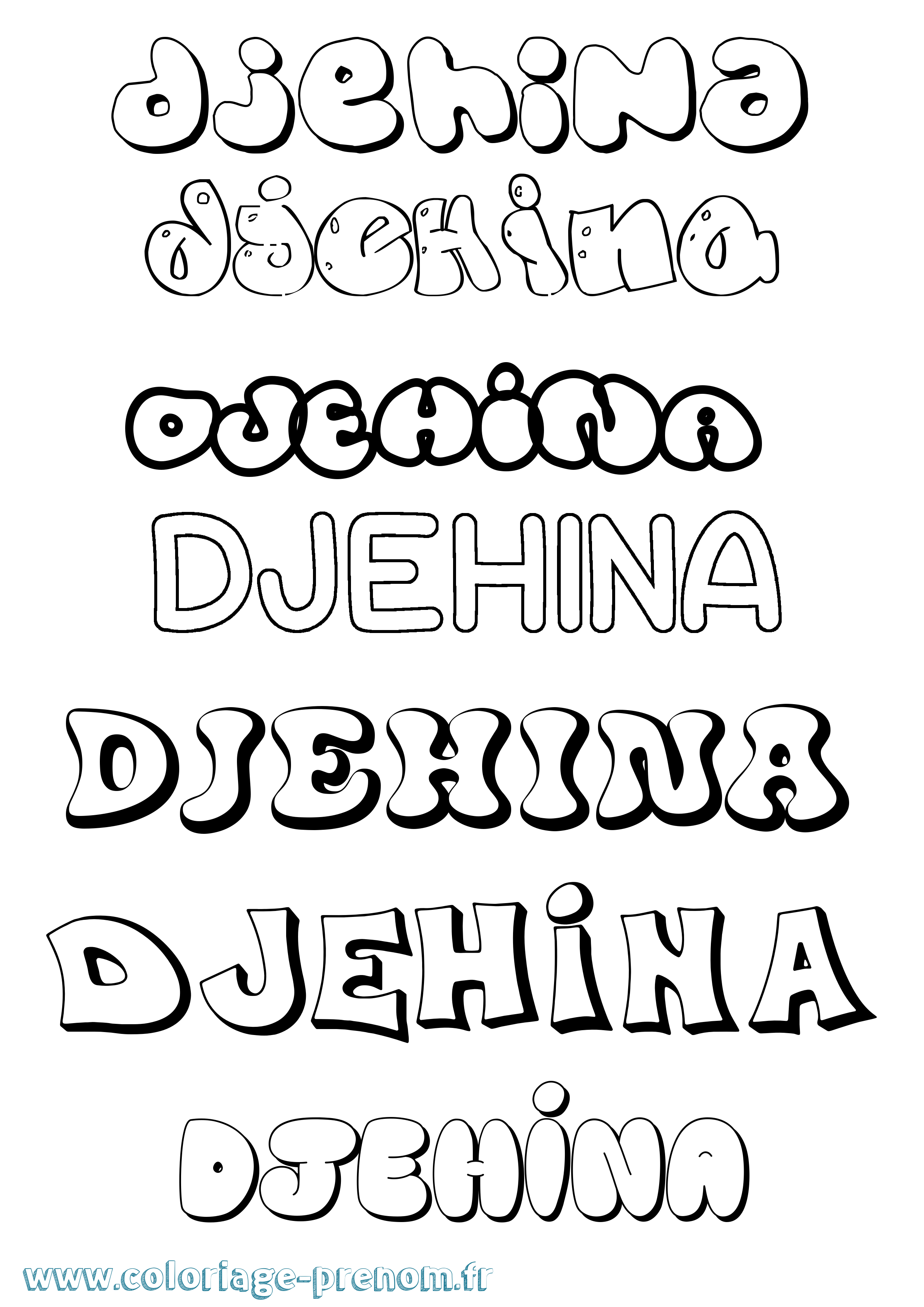 Coloriage Djehina Bubble Coloriage prénom Djehina Bubble