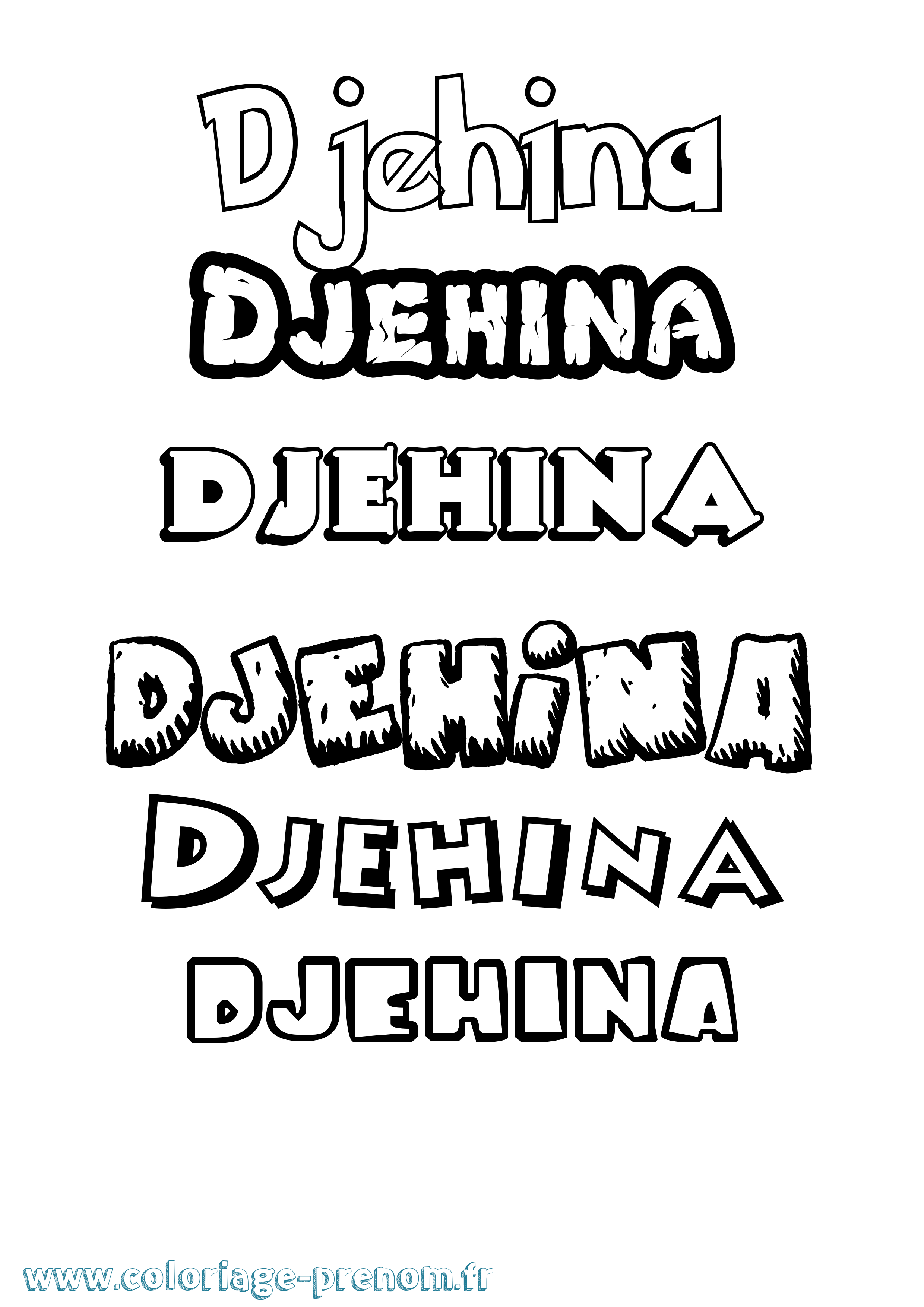 Coloriage Djehina Dessin Animé Coloriage prénom Djehina Dessin Animé