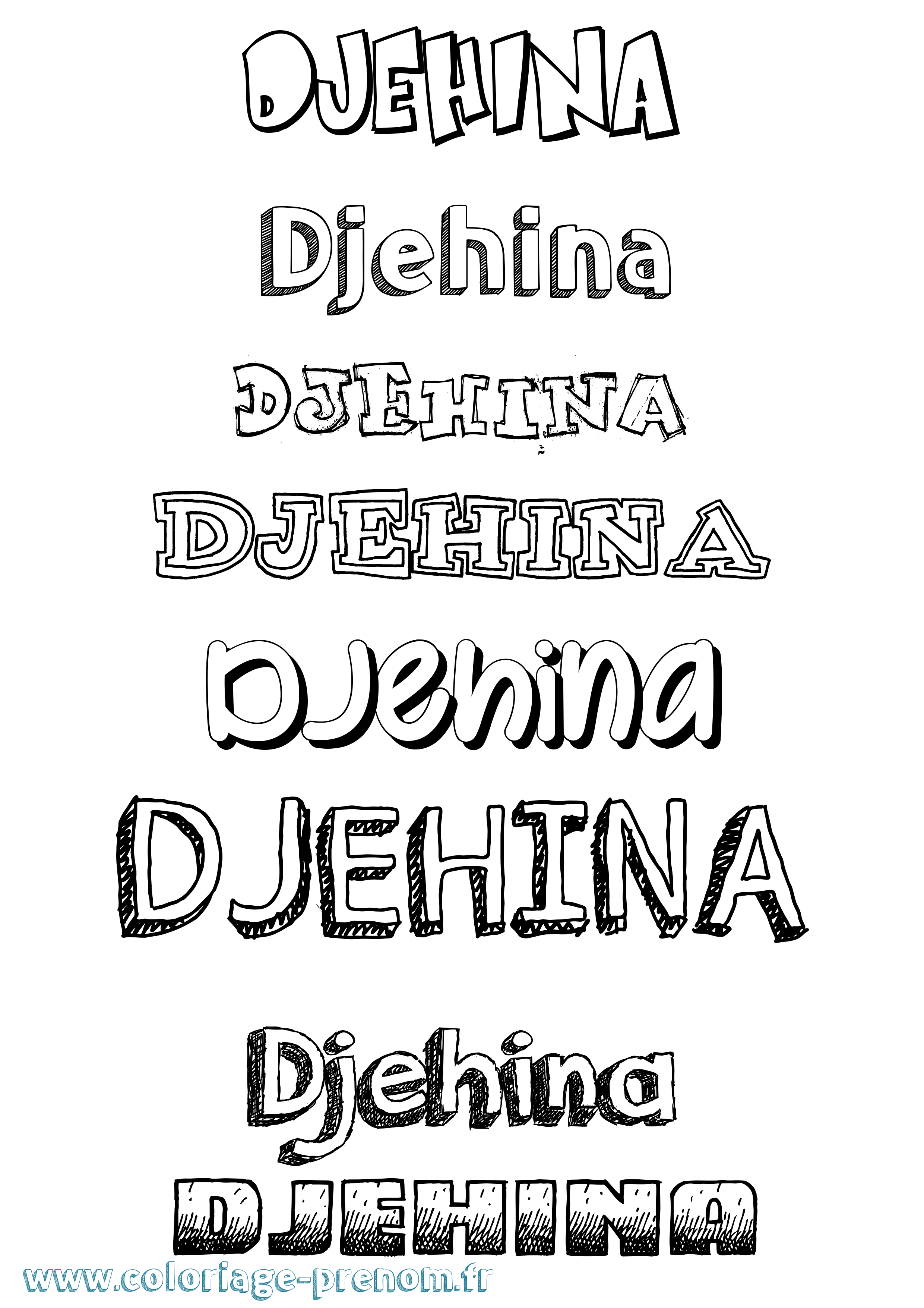 Coloriage Djehina Dessiné Coloriage prénom Djehina Dessiné