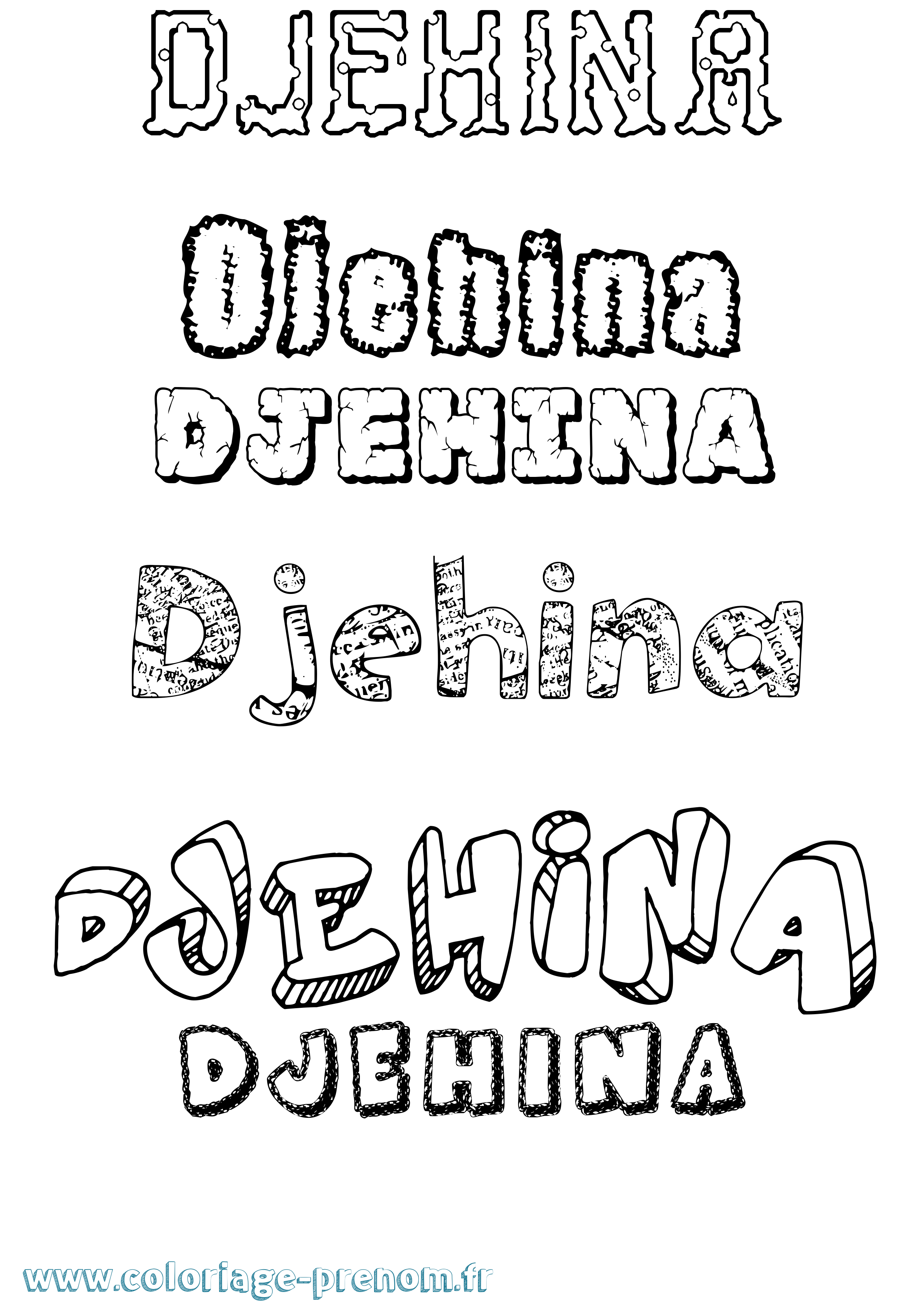 Coloriage Djehina Destructuré Coloriage prénom Djehina Destructuré