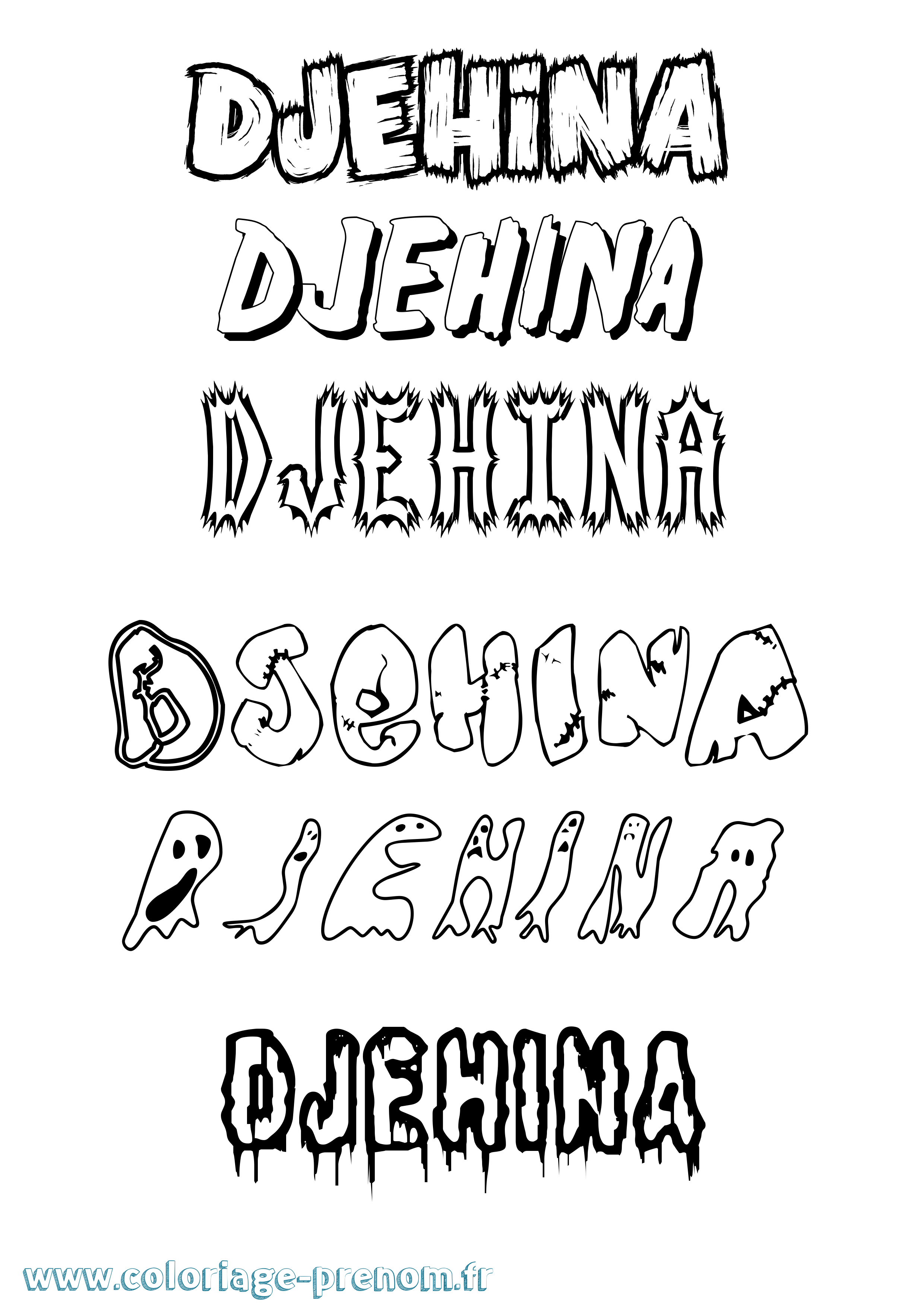 Coloriage Djehina Frisson Coloriage prénom Djehina Frisson