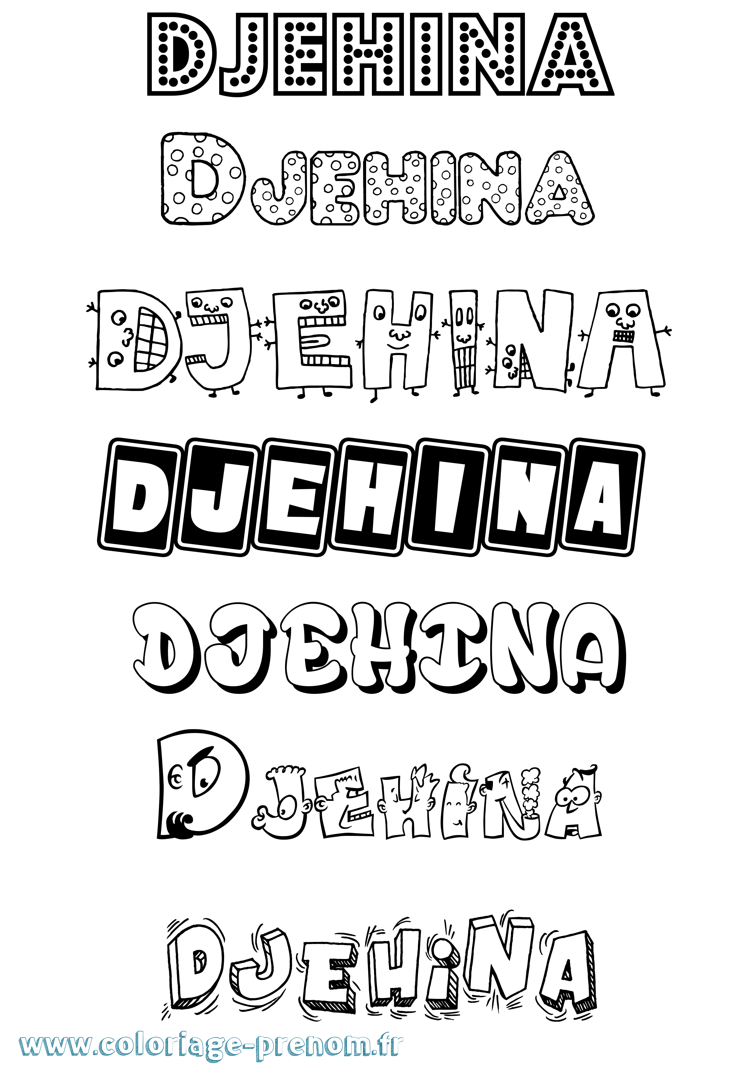 Coloriage Djehina Fun Coloriage prénom Djehina Fun