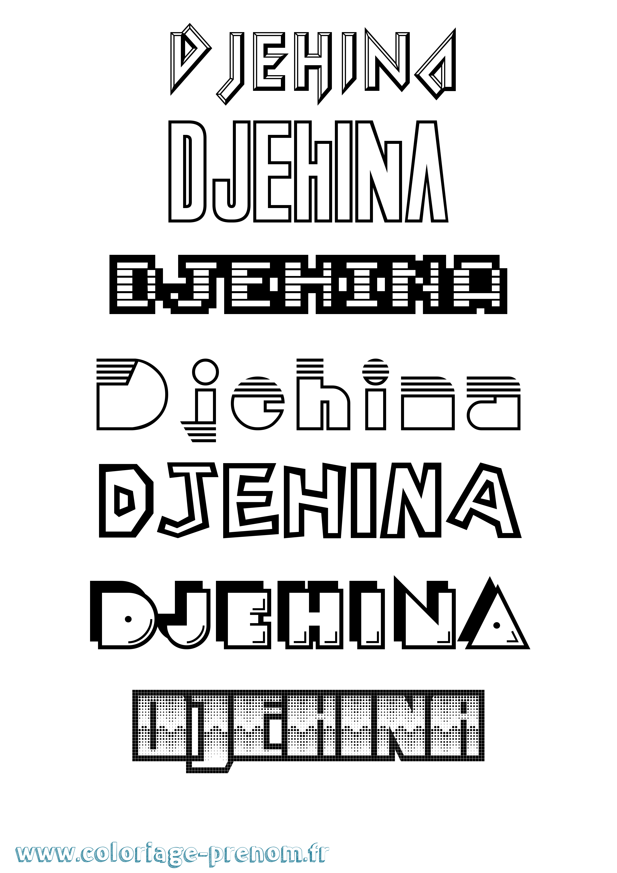 Coloriage Djehina Jeux Vidéos Coloriage prénom Djehina Jeux Vidéos