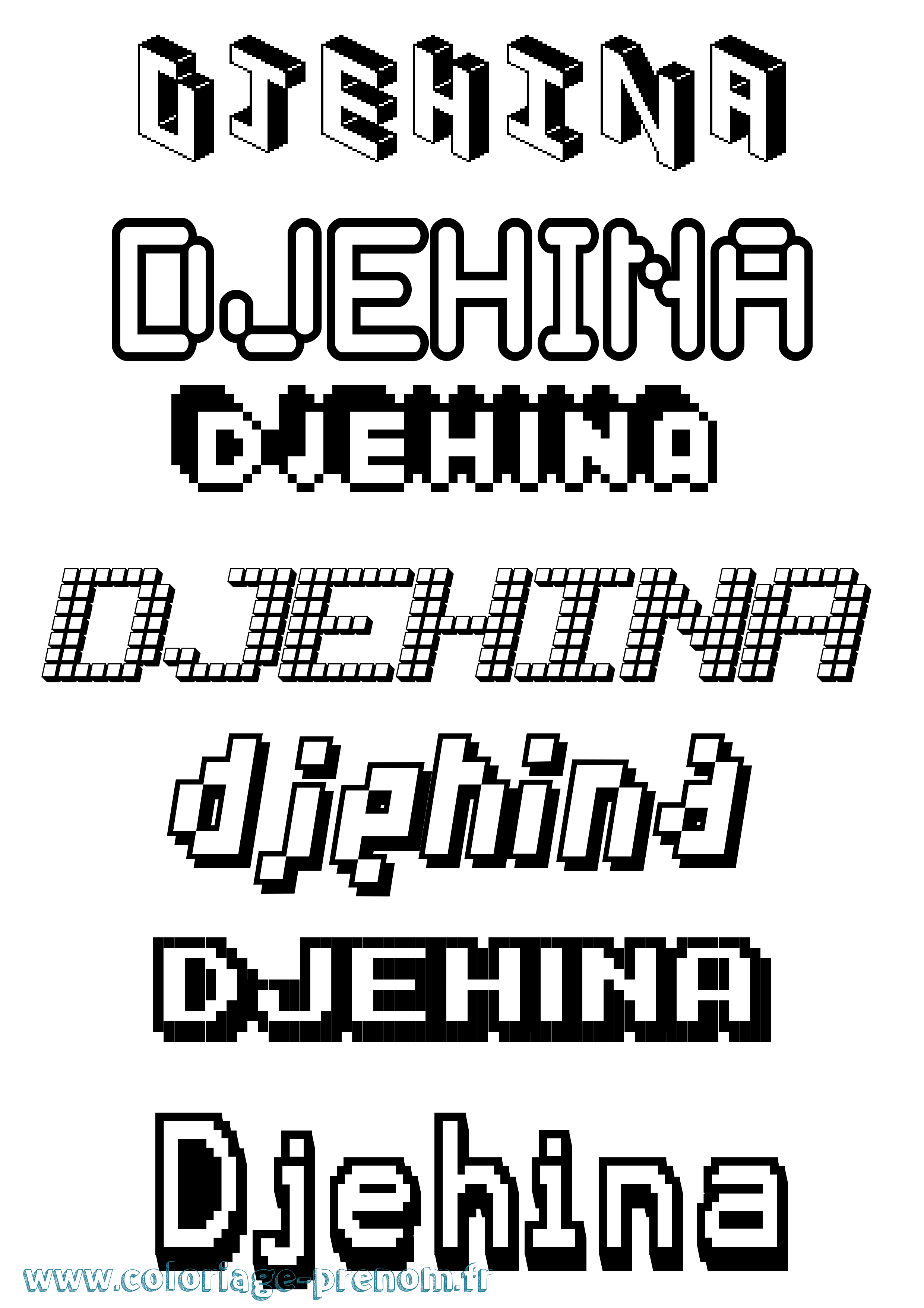 Coloriage Djehina Pixel Coloriage prénom Djehina Pixel