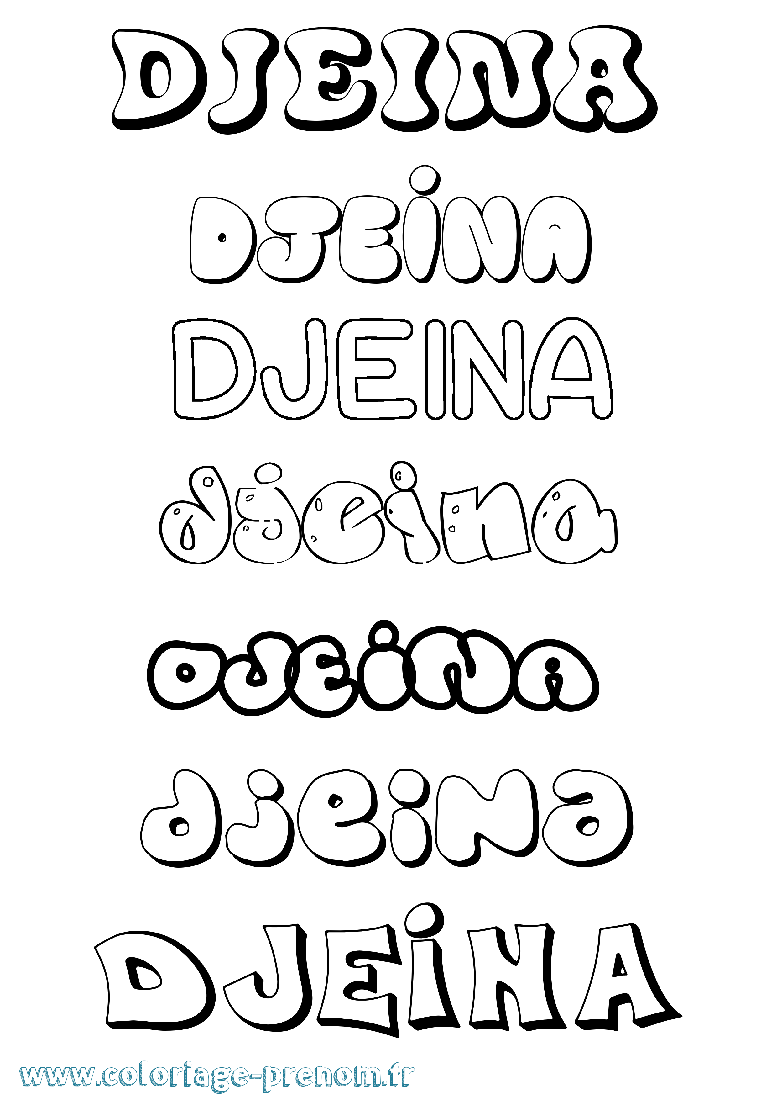 Coloriage Djeina Bubble Coloriage prénom Djeina Bubble