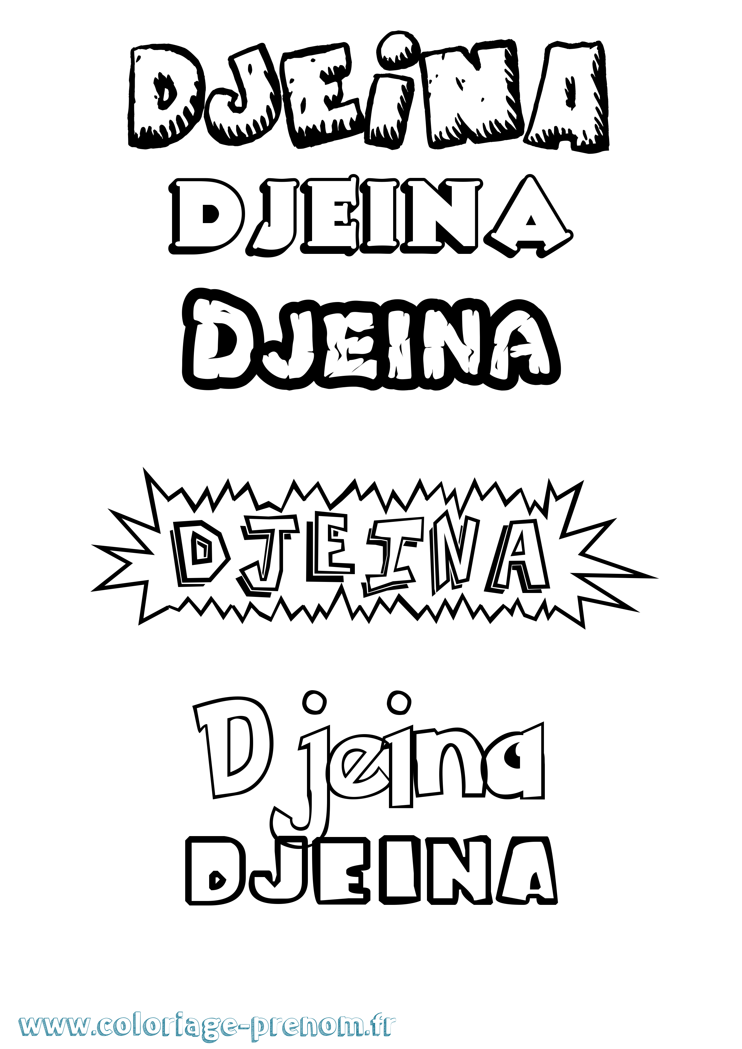Coloriage Djeina Dessin Animé Coloriage prénom Djeina Dessin Animé