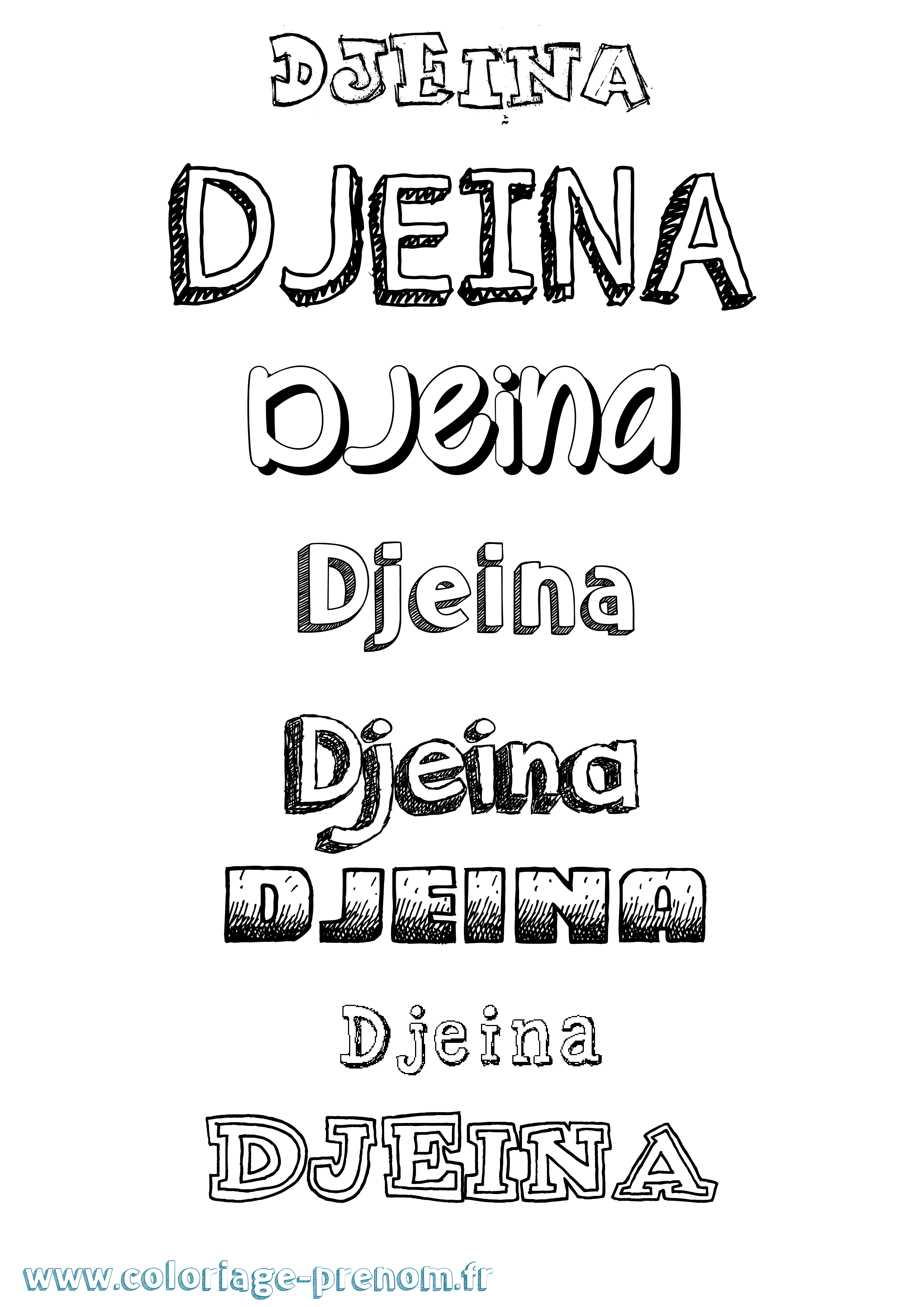 Coloriage Djeina Dessiné Coloriage prénom Djeina Dessiné