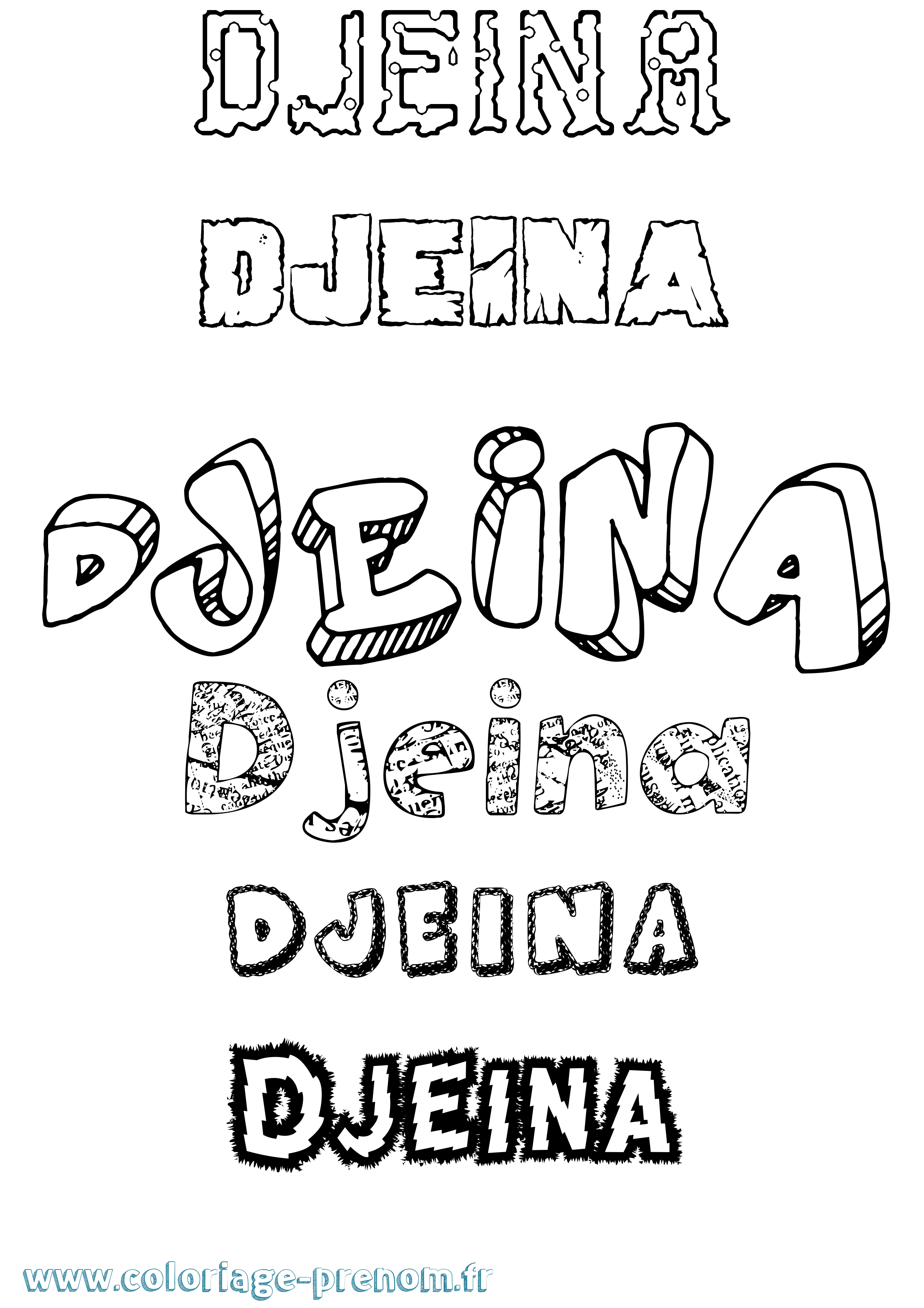 Coloriage Djeina Destructuré Coloriage prénom Djeina Destructuré