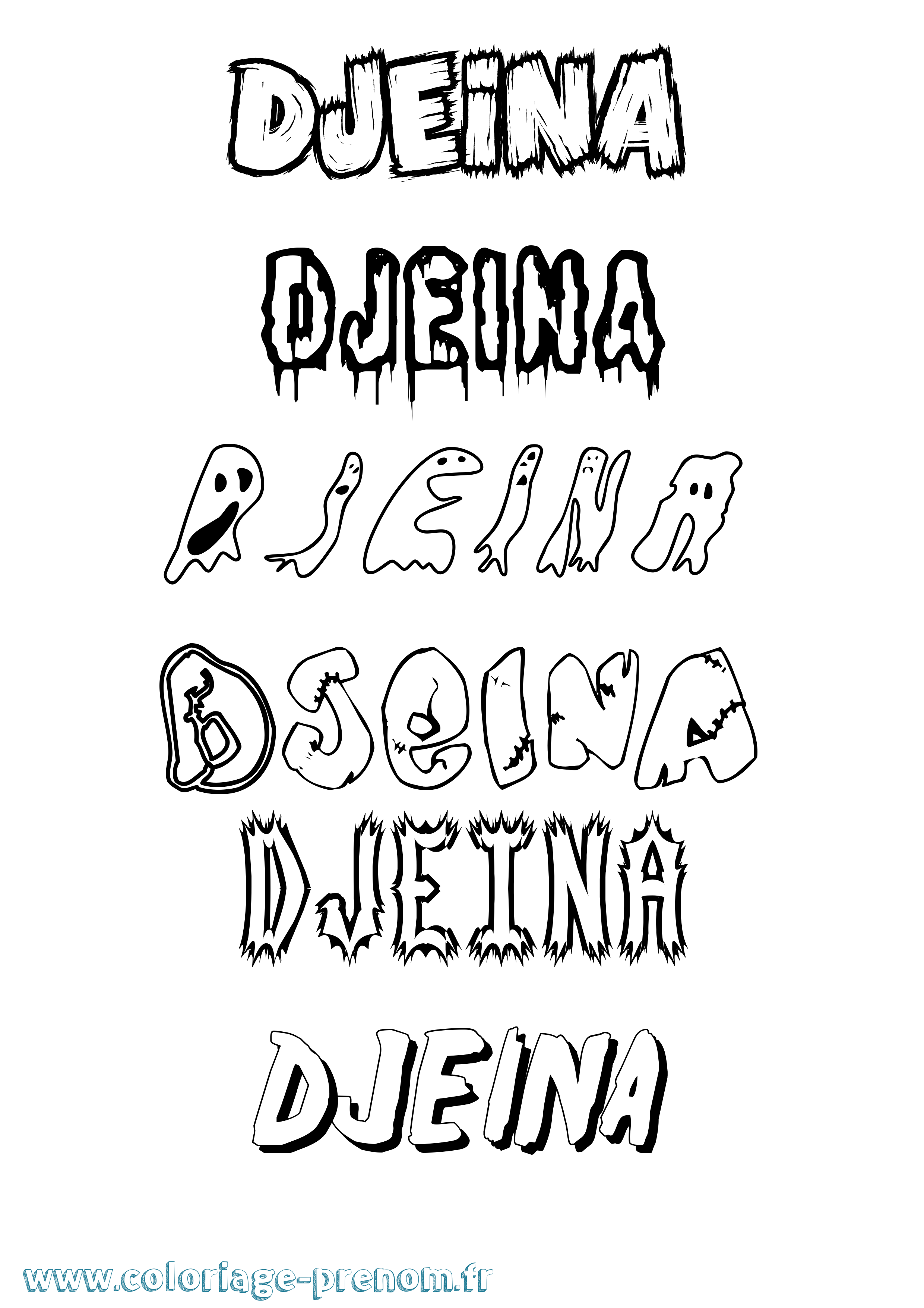 Coloriage Djeina Frisson Coloriage prénom Djeina Frisson