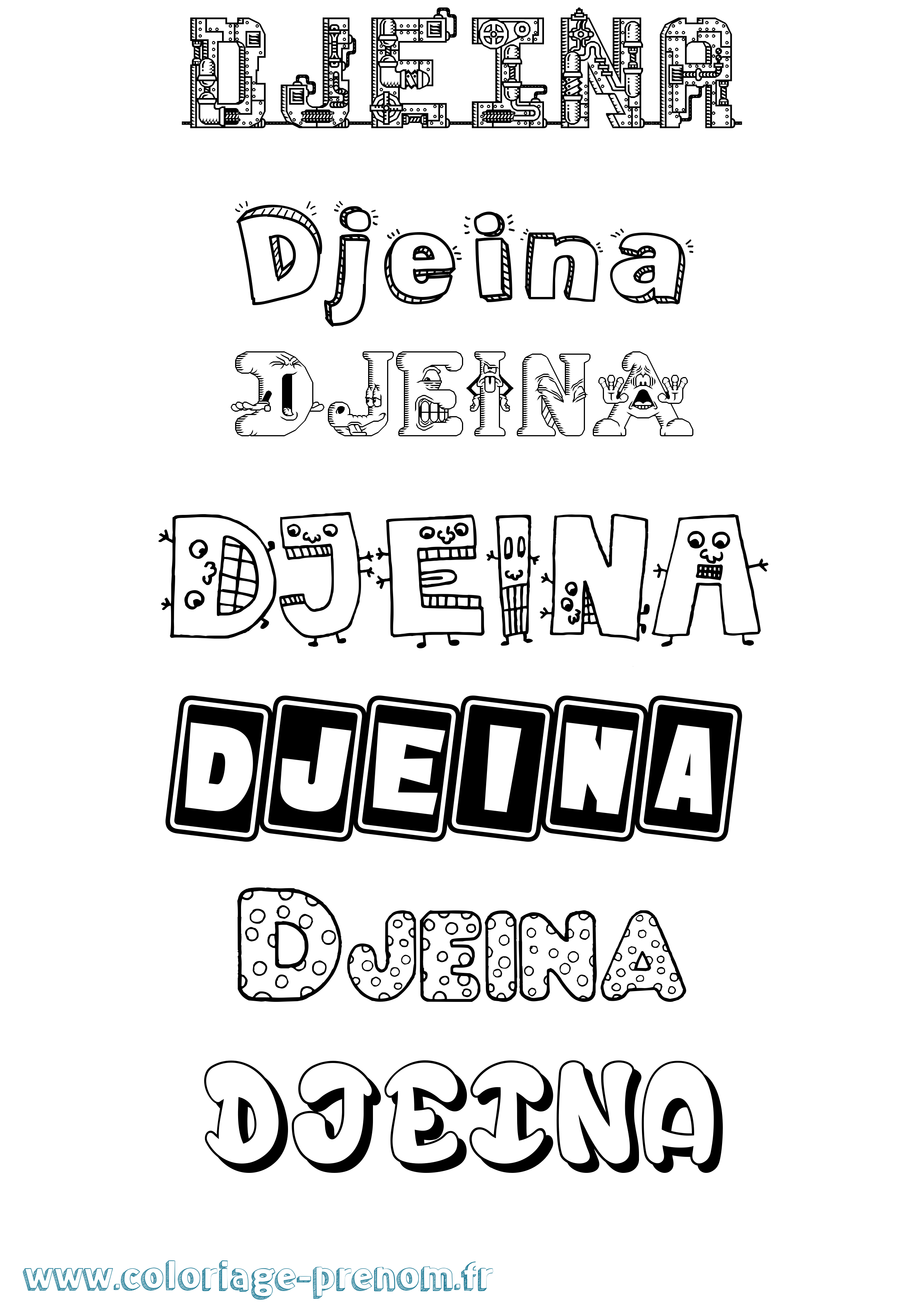 Coloriage Djeina Fun Coloriage prénom Djeina Fun