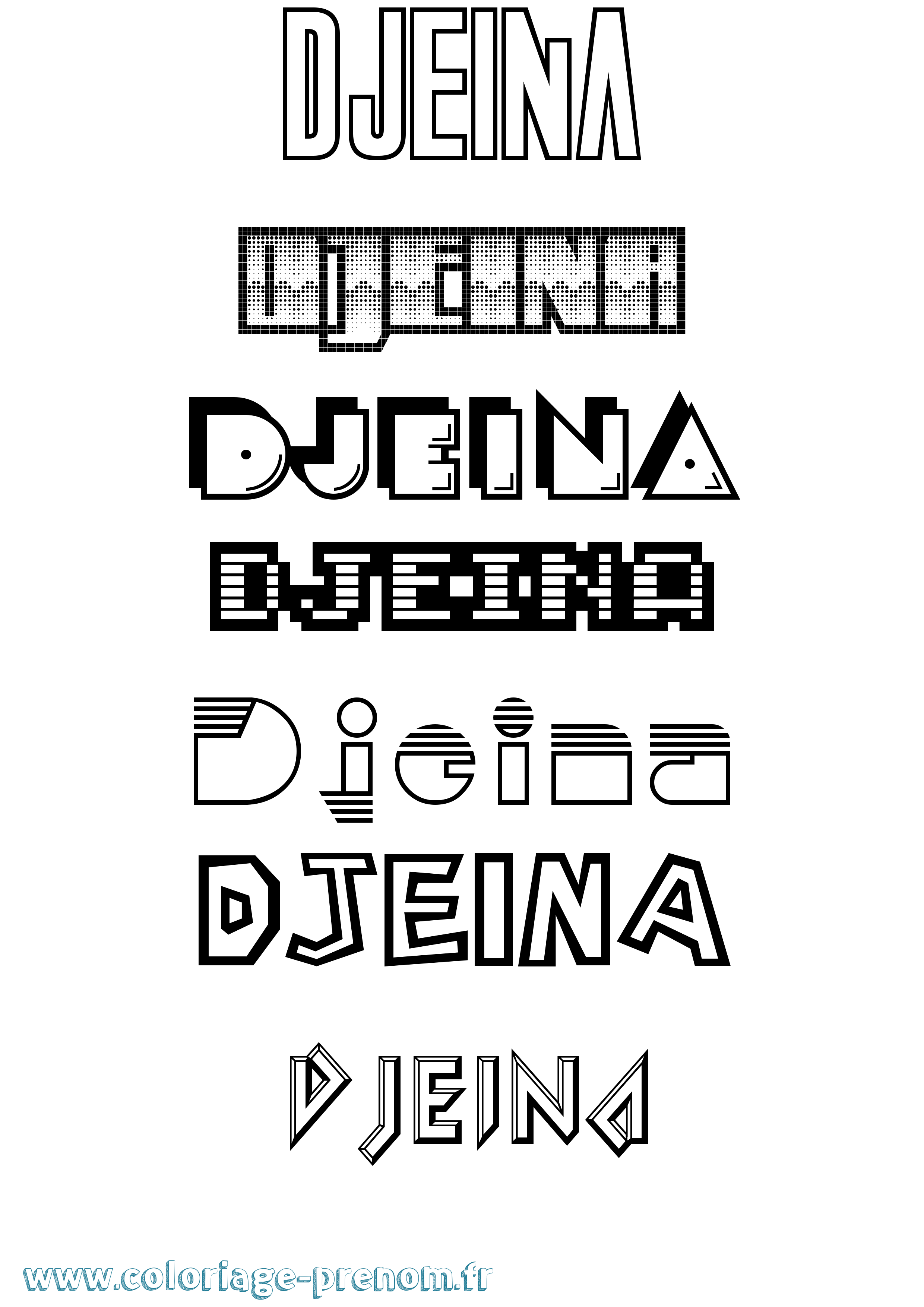 Coloriage Djeina Jeux Vidéos Coloriage prénom Djeina Jeux Vidéos