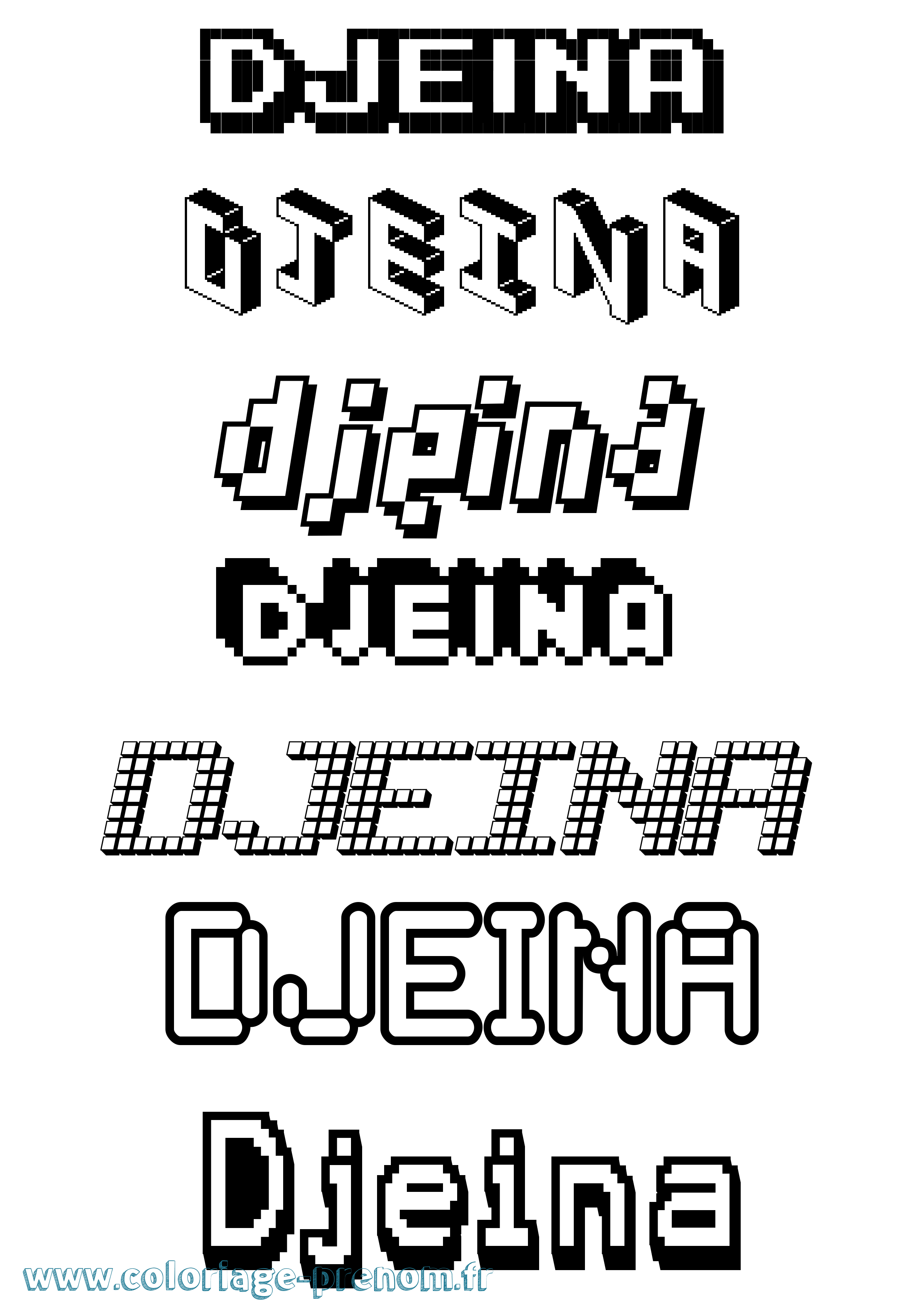 Coloriage Djeina Pixel Coloriage prénom Djeina Pixel