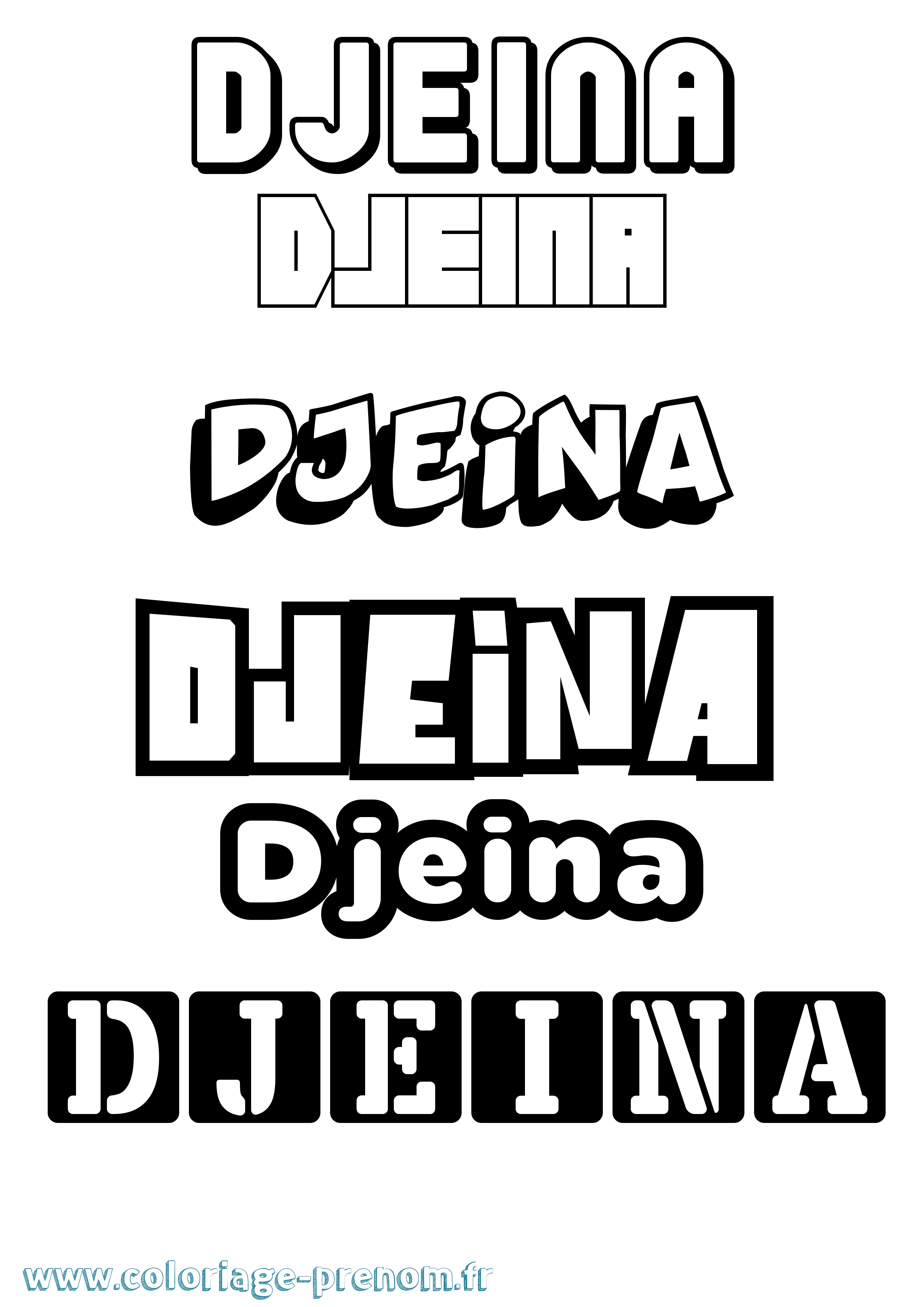 Coloriage Djeina Simple Coloriage prénom Djeina Simple