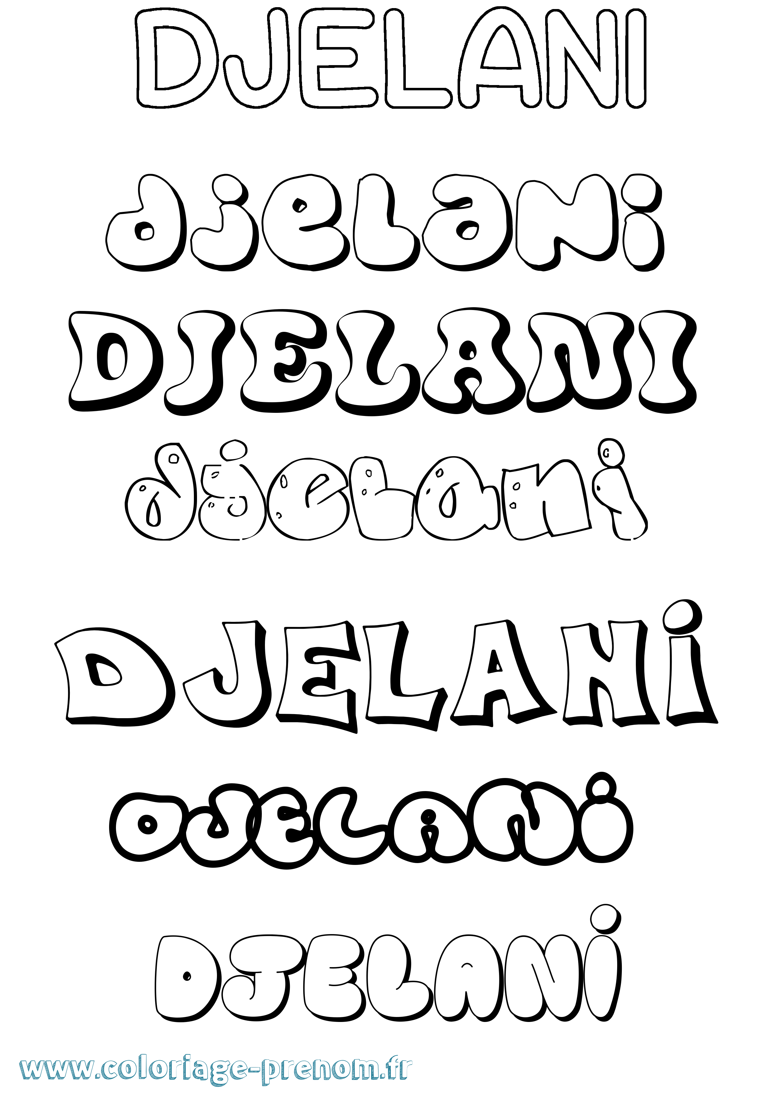 Coloriage Djelani Bubble Coloriage prénom Djelani Bubble