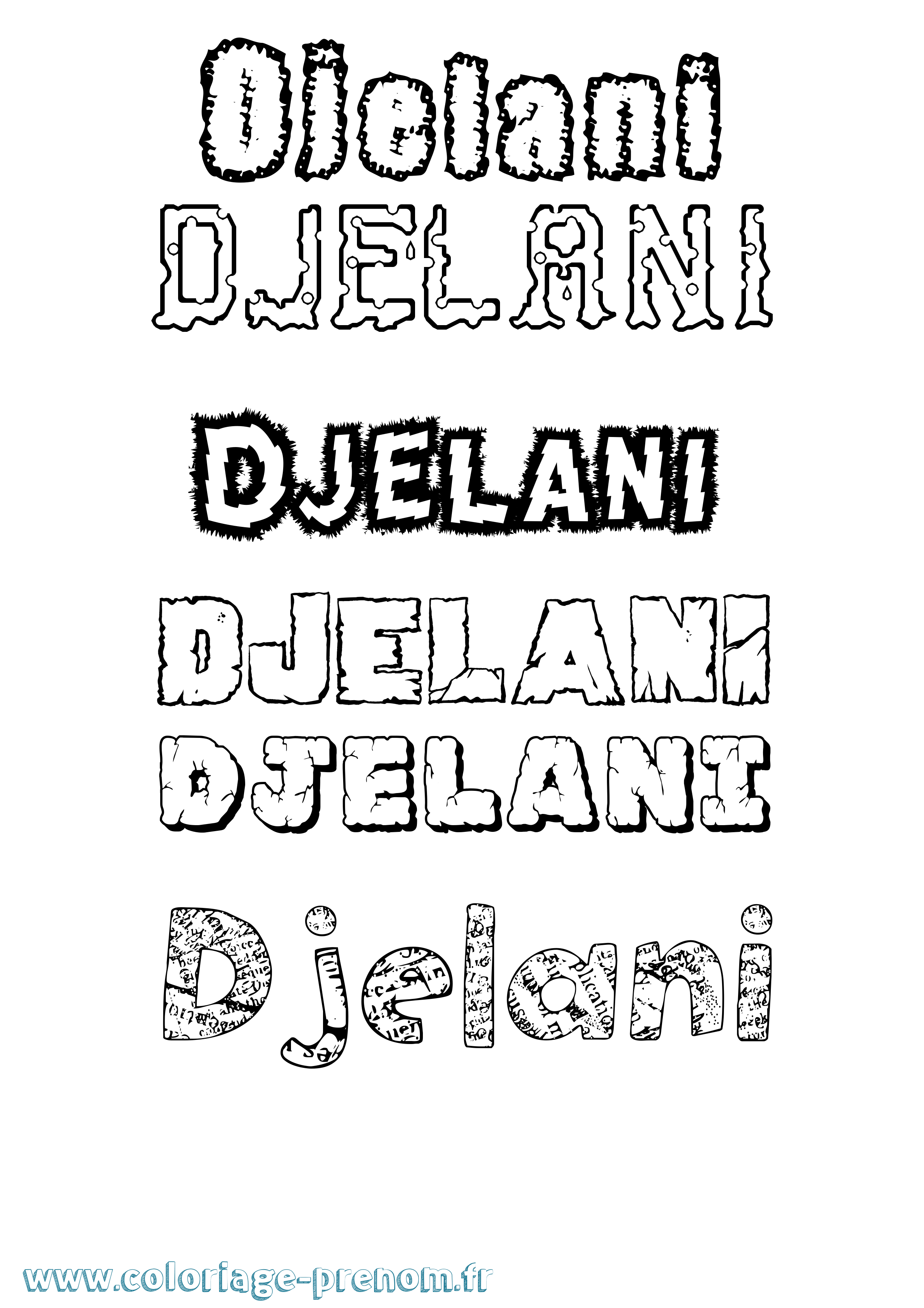 Coloriage Djelani Destructuré Coloriage prénom Djelani Destructuré