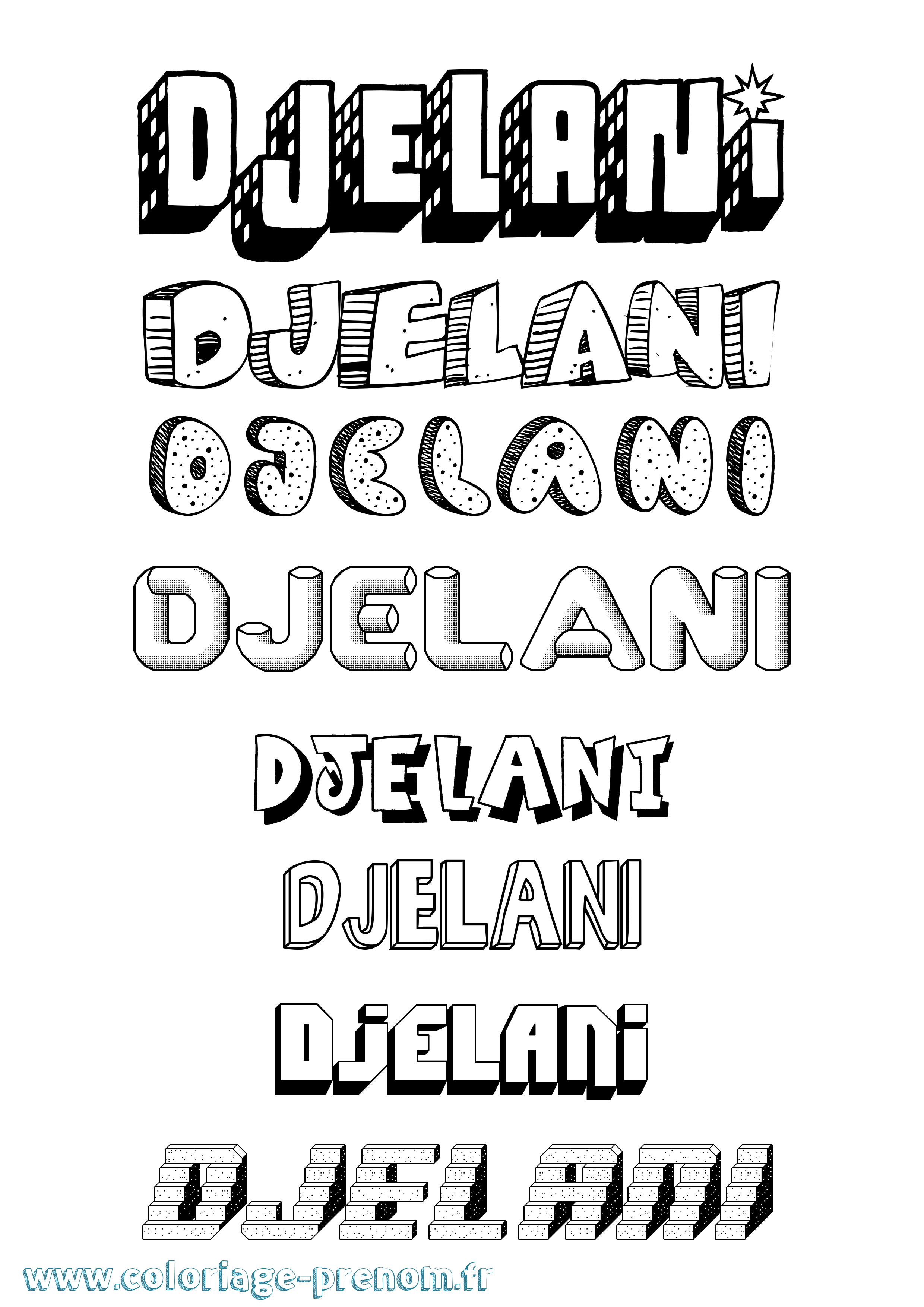 Coloriage Djelani Effet 3D Coloriage prénom Djelani Effet 3D
