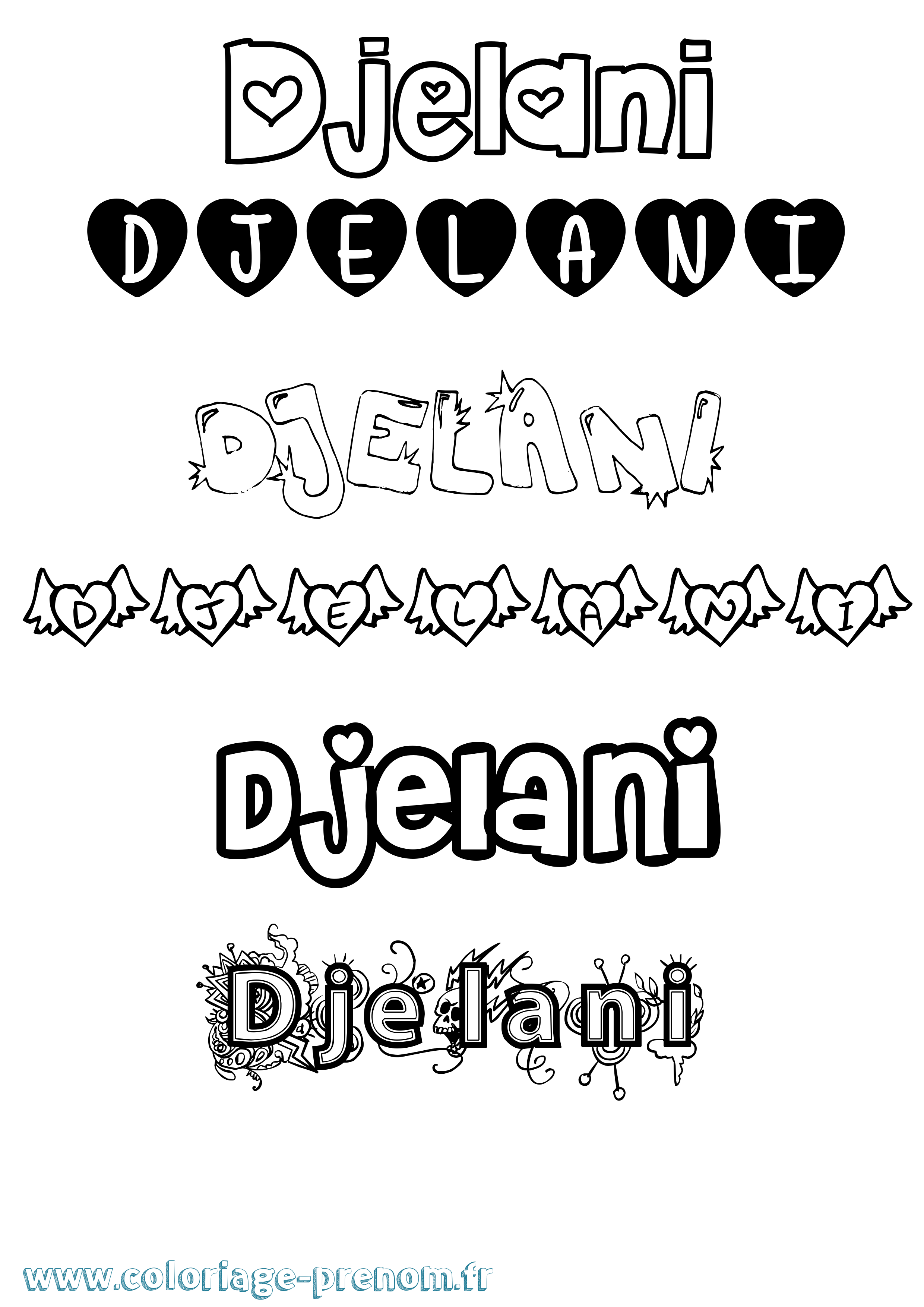 Coloriage Djelani Girly Coloriage prénom Djelani Girly