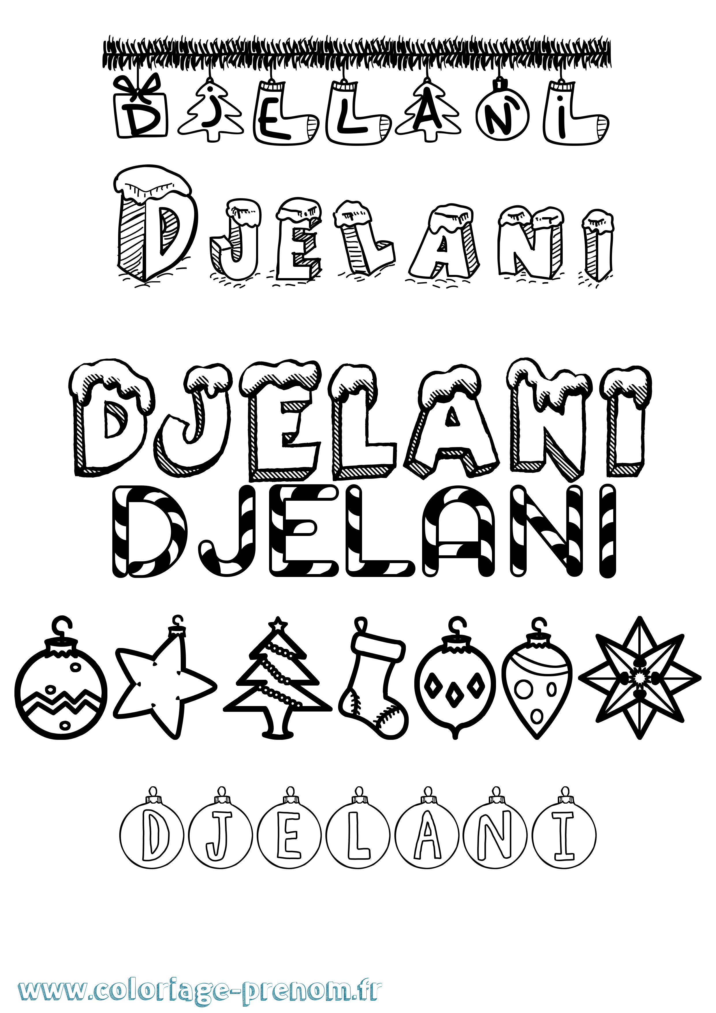 Coloriage Djelani Noël Coloriage prénom Djelani Noël