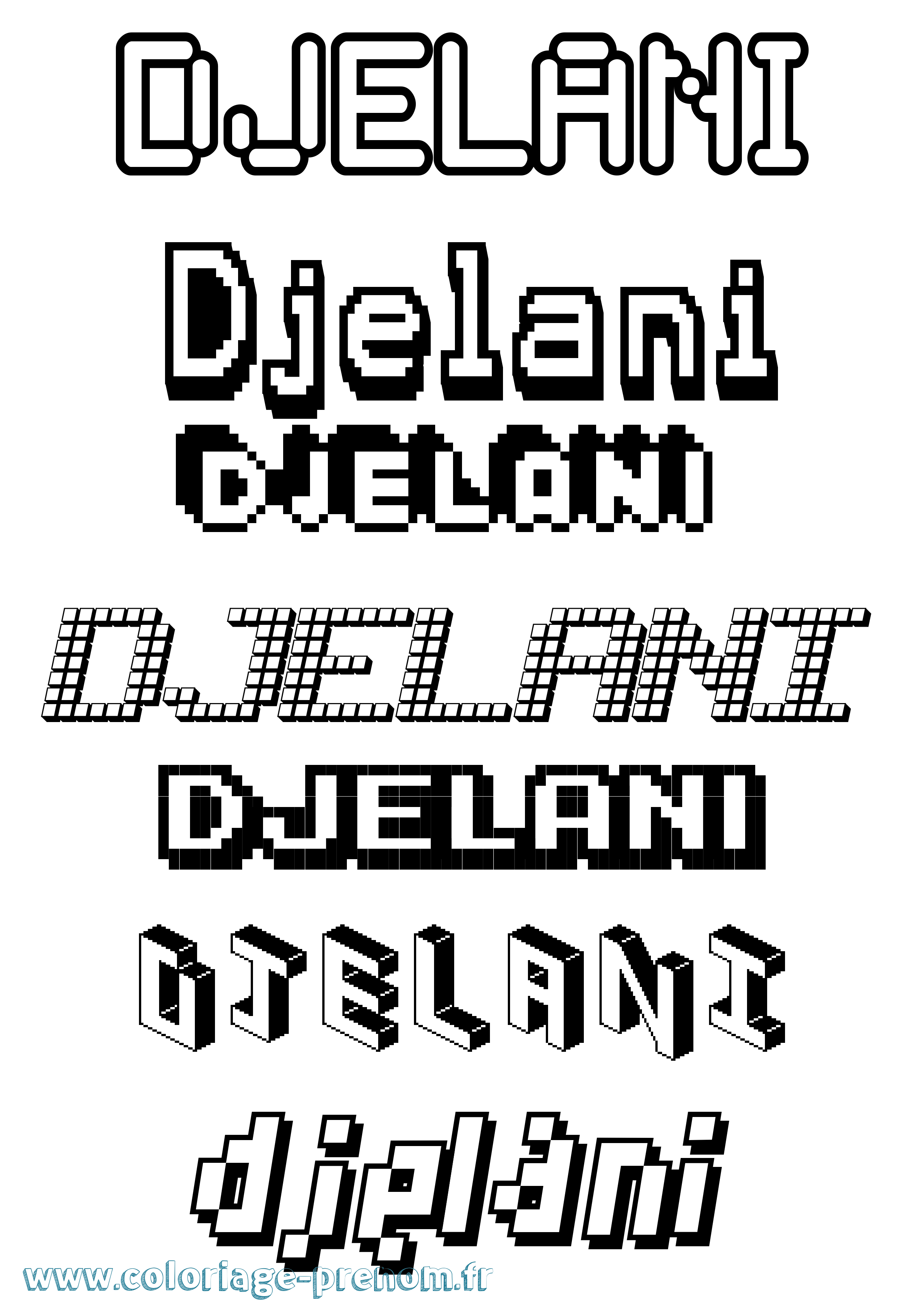 Coloriage Djelani Pixel Coloriage prénom Djelani Pixel