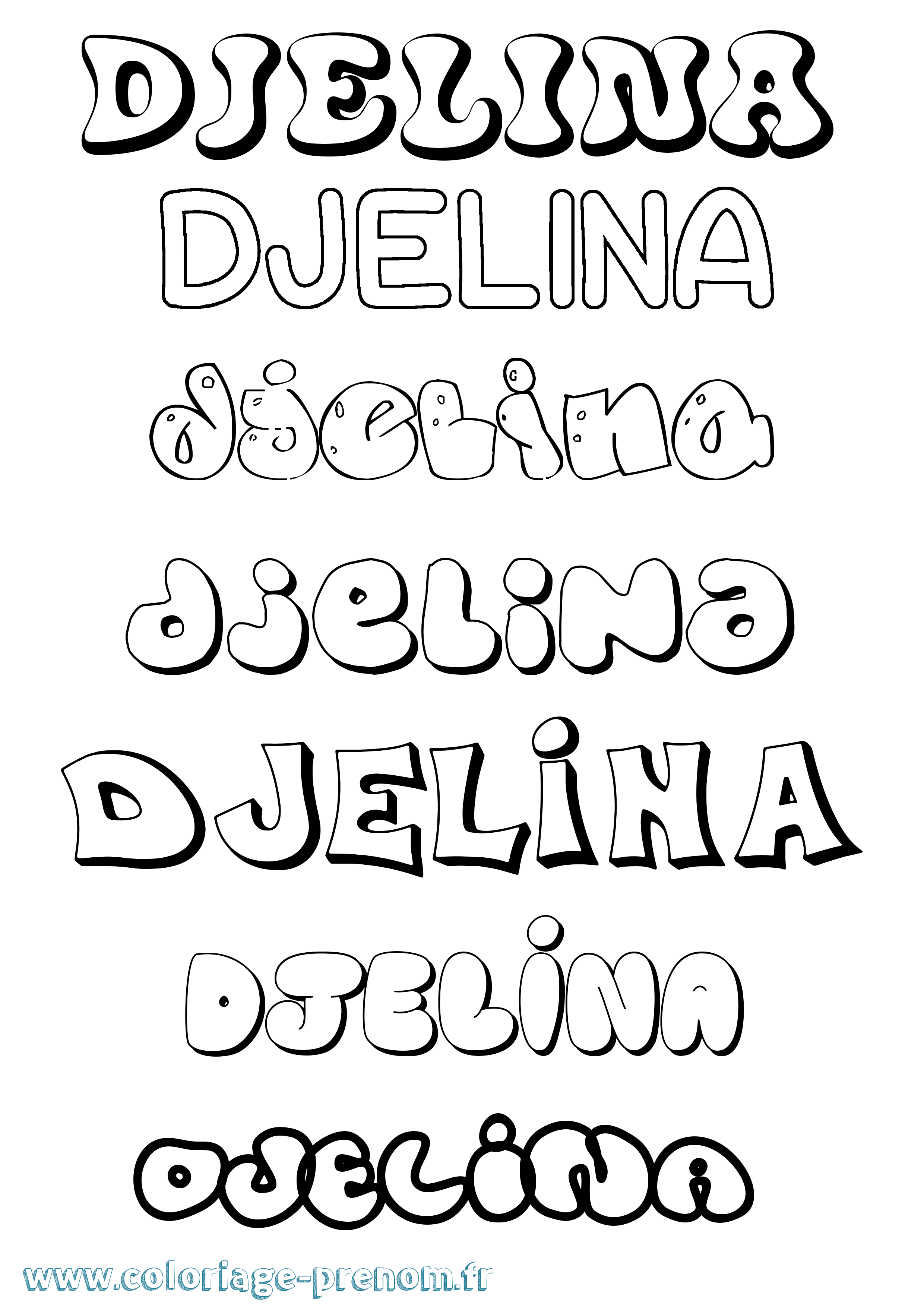 Coloriage Djelina Bubble Coloriage prénom Djelina Bubble