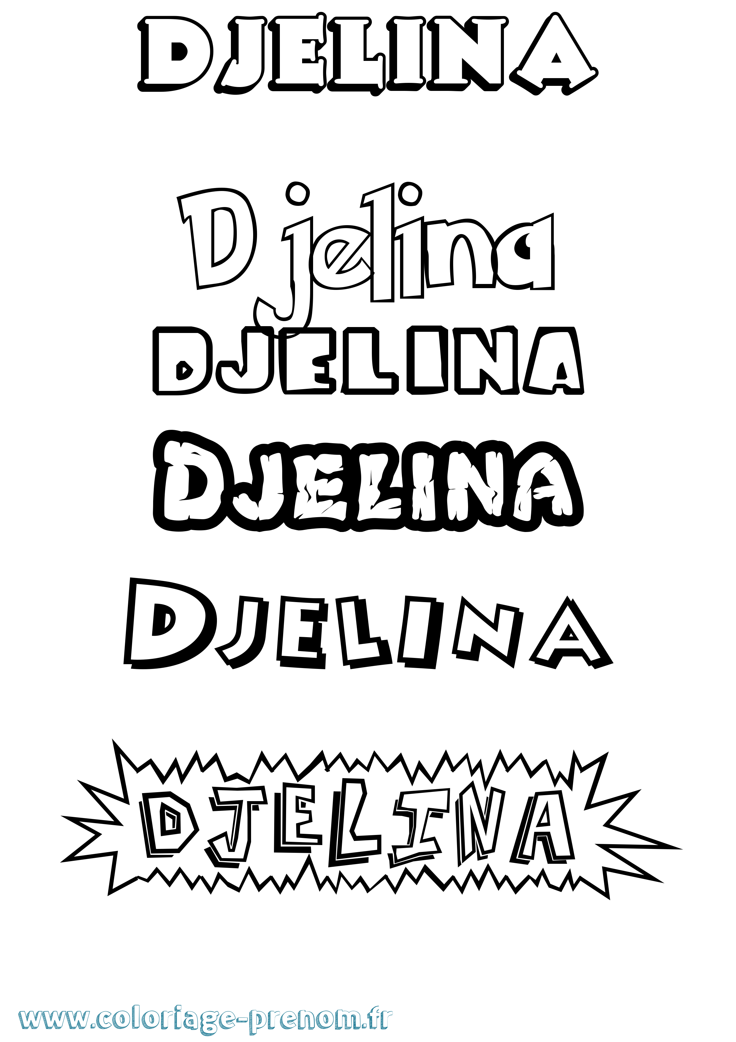 Coloriage Djelina Dessin Animé Coloriage prénom Djelina Dessin Animé