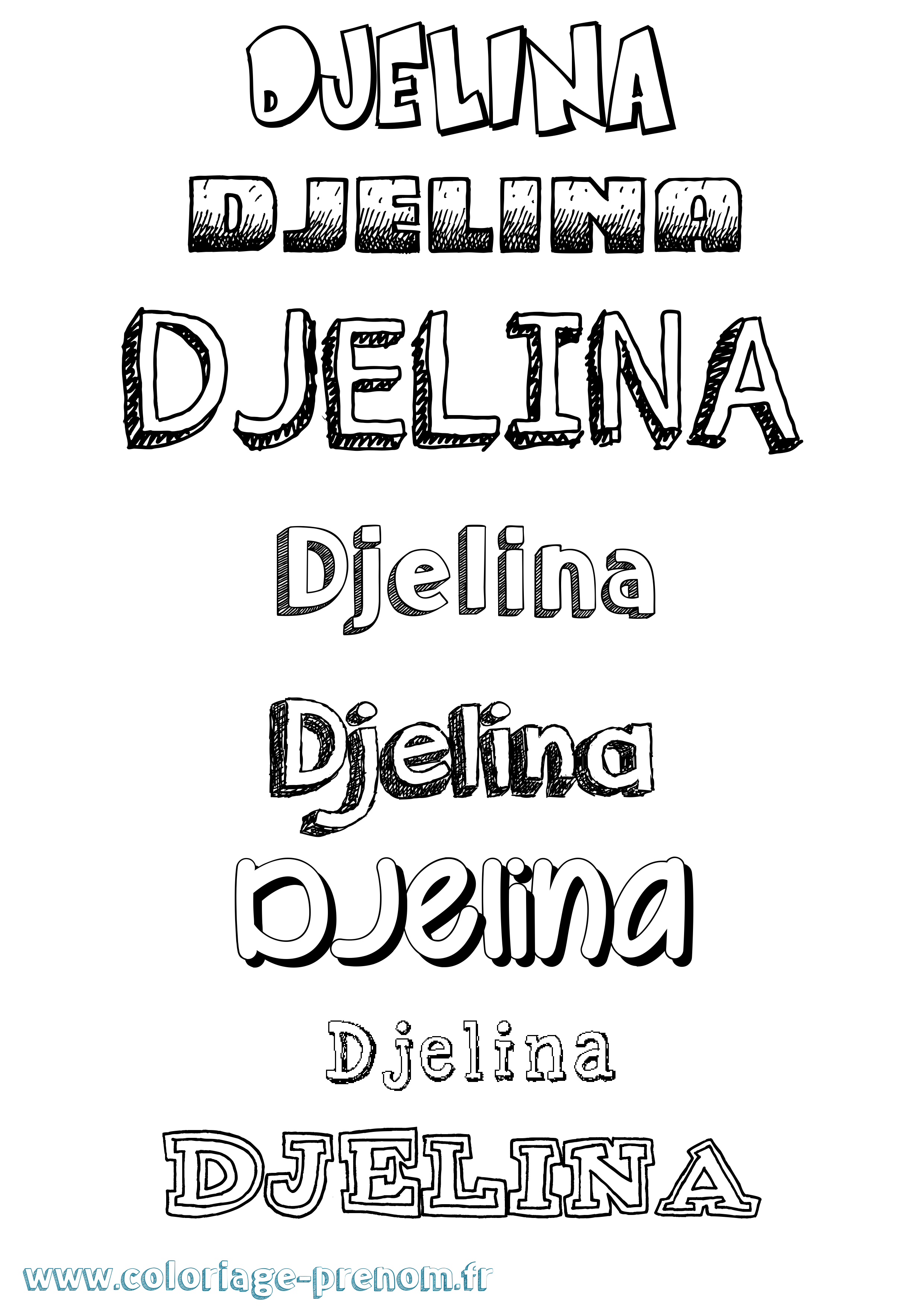 Coloriage Djelina Dessiné Coloriage prénom Djelina Dessiné