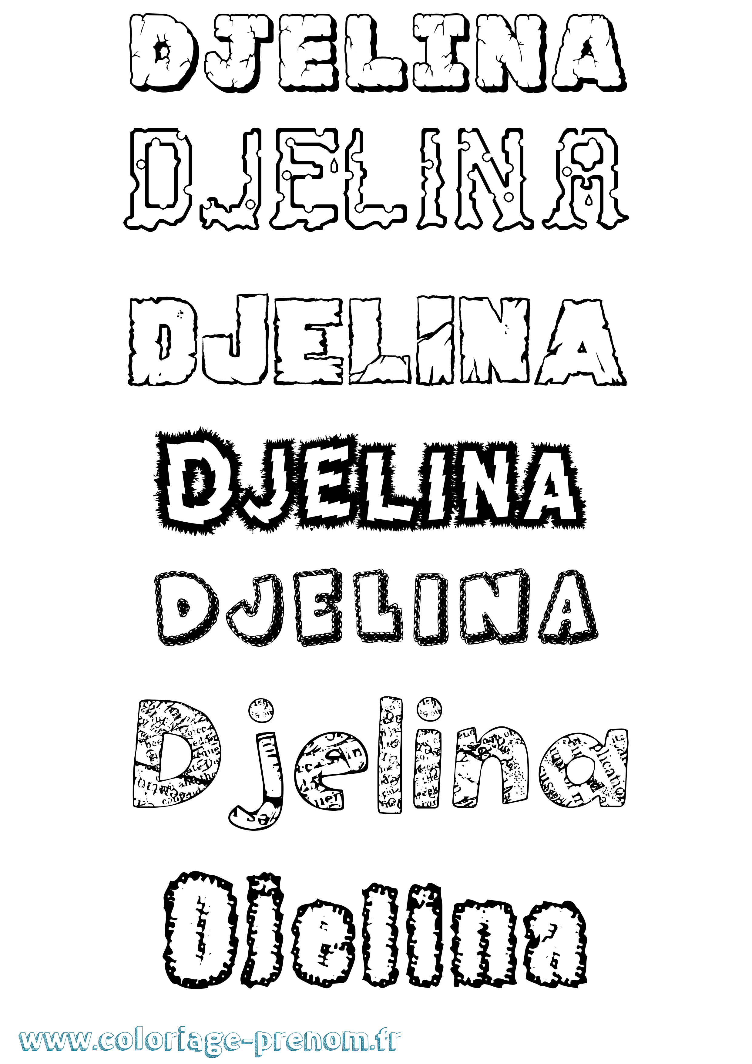 Coloriage Djelina Destructuré Coloriage prénom Djelina Destructuré