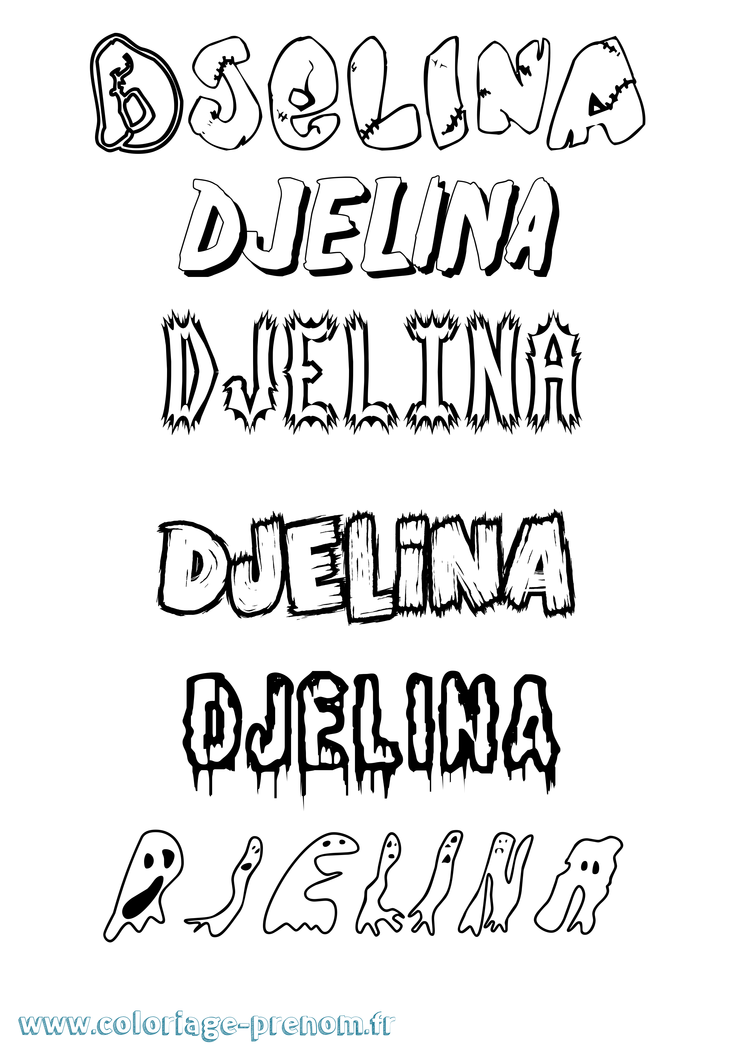 Coloriage Djelina Frisson Coloriage prénom Djelina Frisson