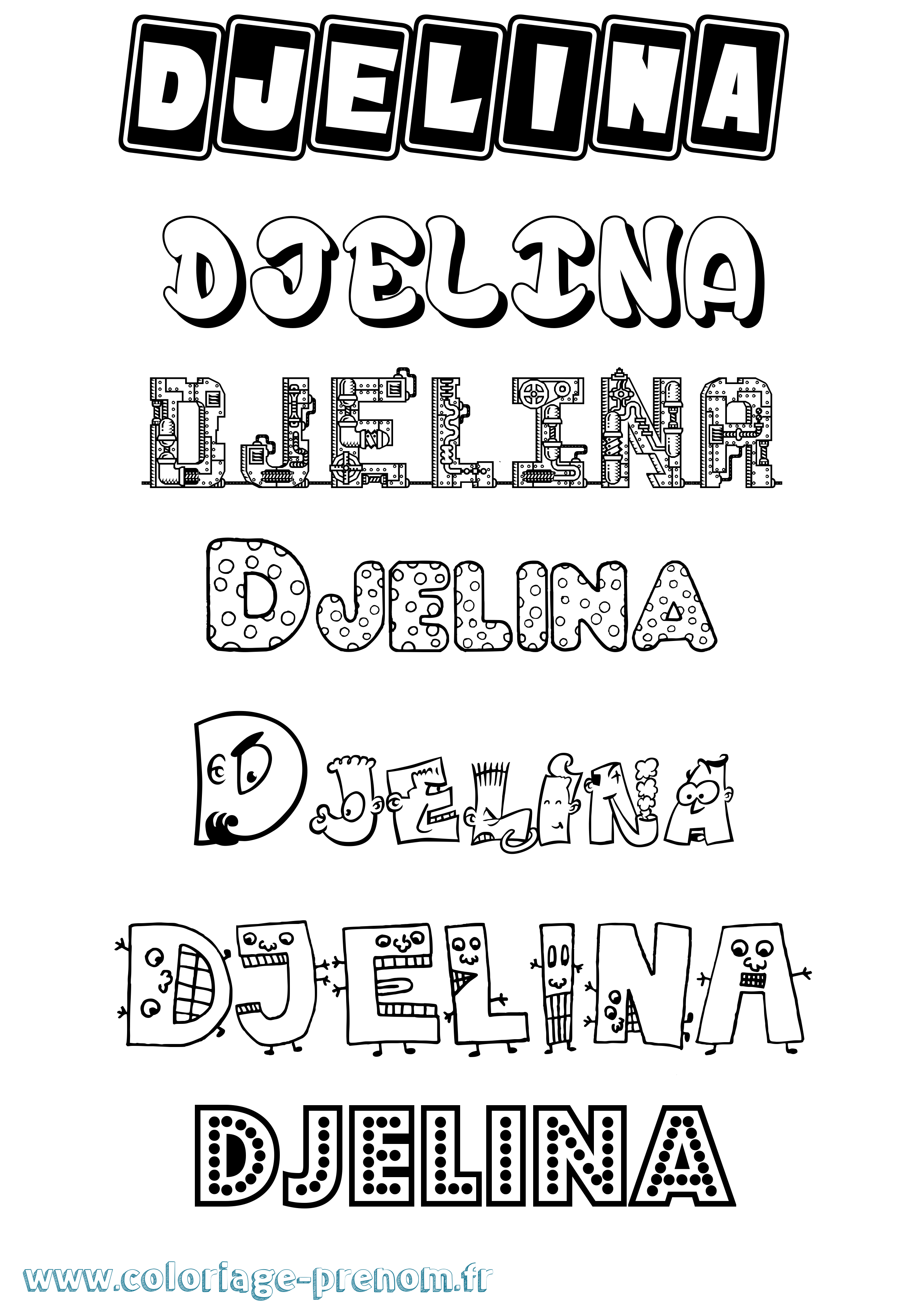 Coloriage Djelina Fun Coloriage prénom Djelina Fun