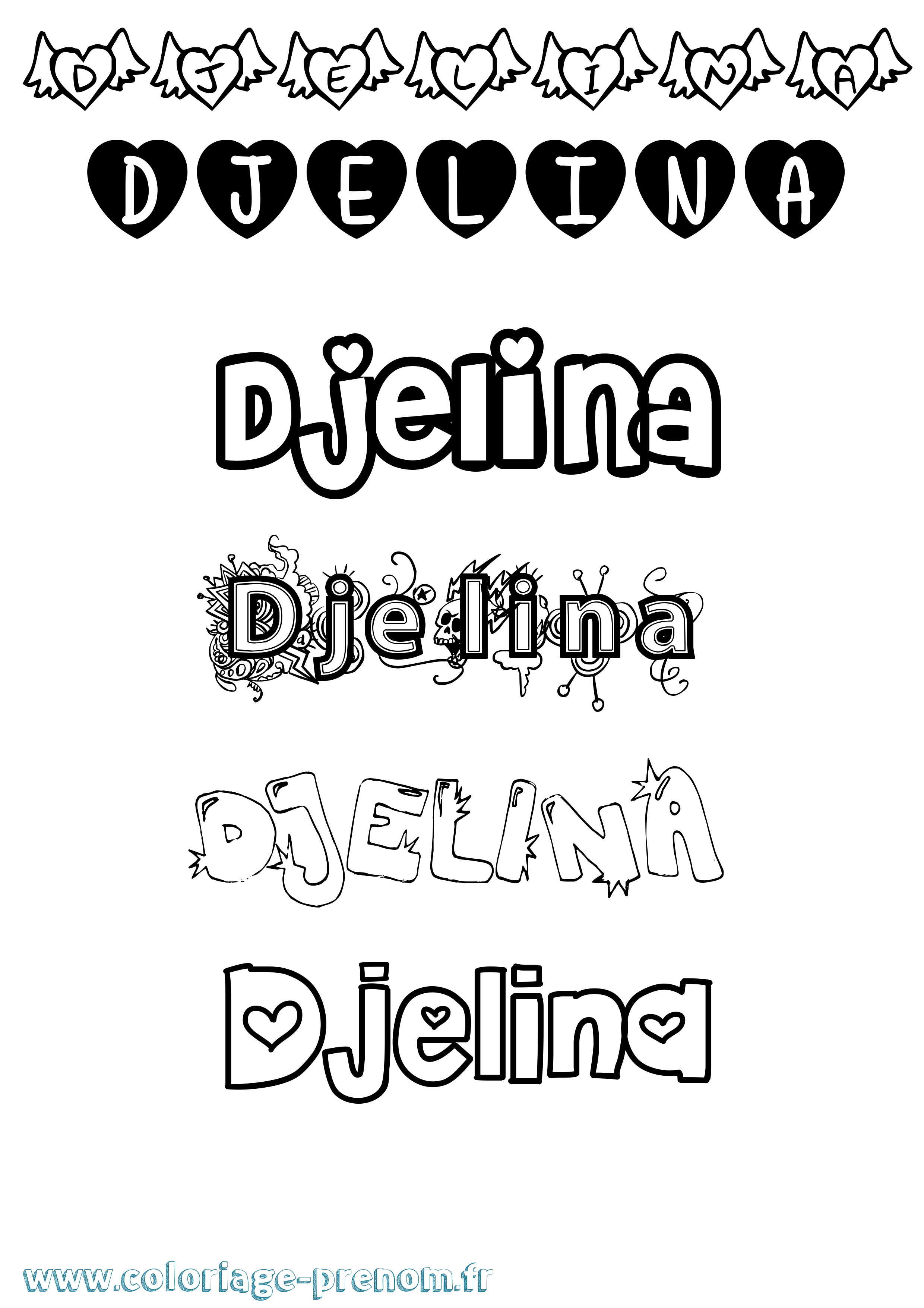 Coloriage Djelina Girly Coloriage prénom Djelina Girly