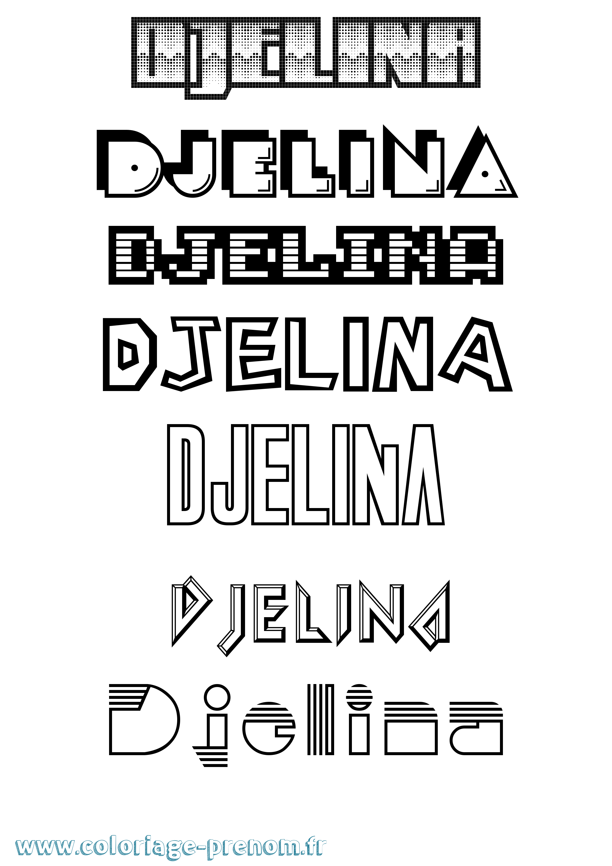 Coloriage Djelina Jeux Vidéos Coloriage prénom Djelina Jeux Vidéos