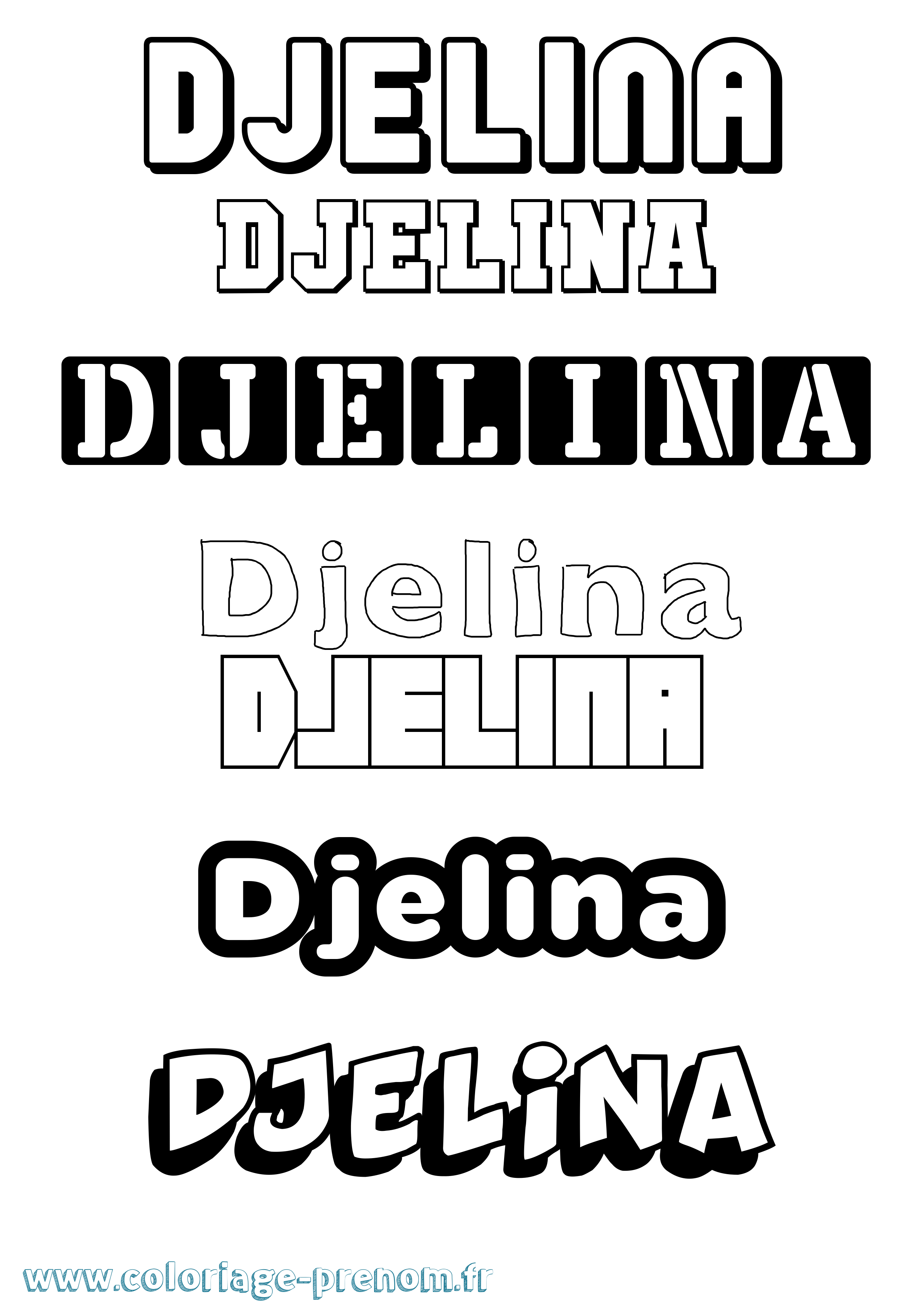 Coloriage Djelina Simple Coloriage prénom Djelina Simple
