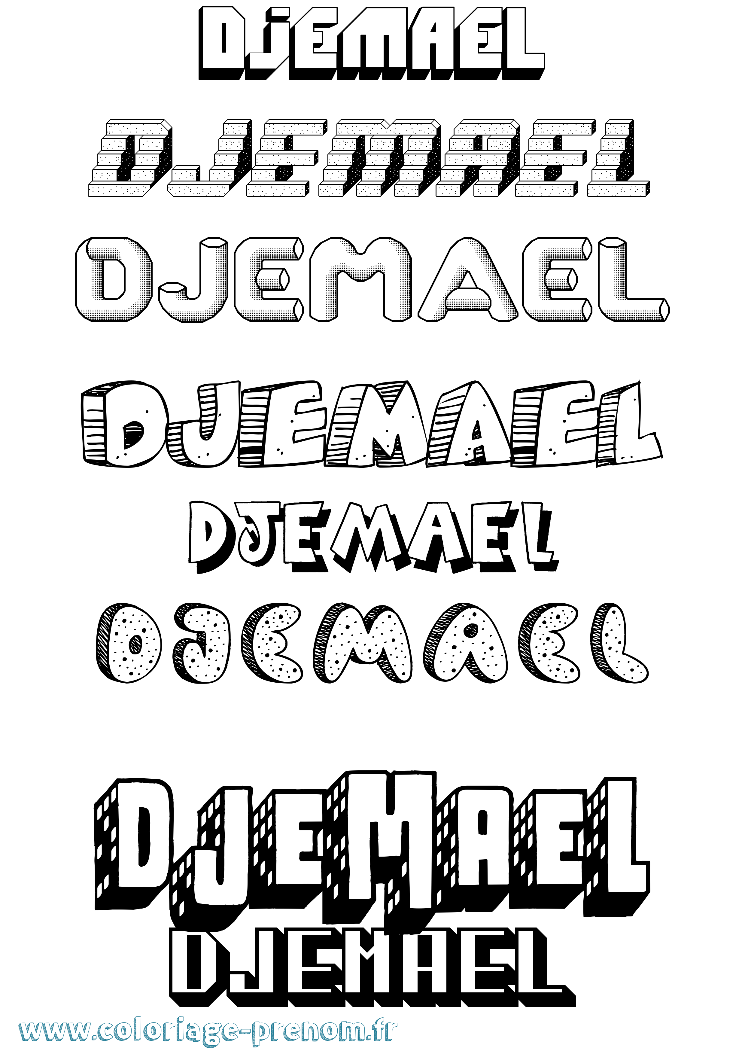 Coloriage Djemael Effet 3D Coloriage prénom Djemael Effet 3D