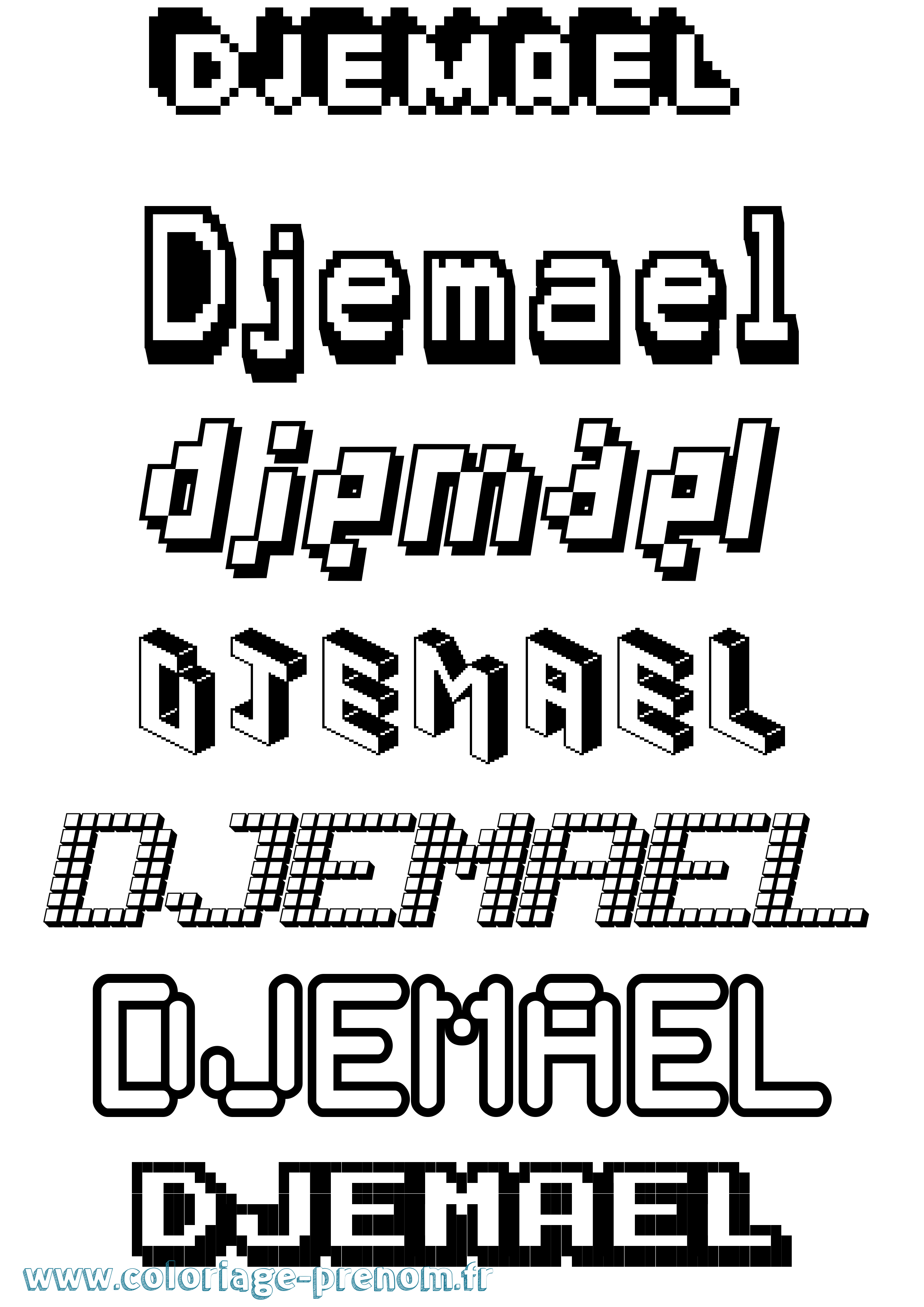 Coloriage Djemael Pixel Coloriage prénom Djemael Pixel