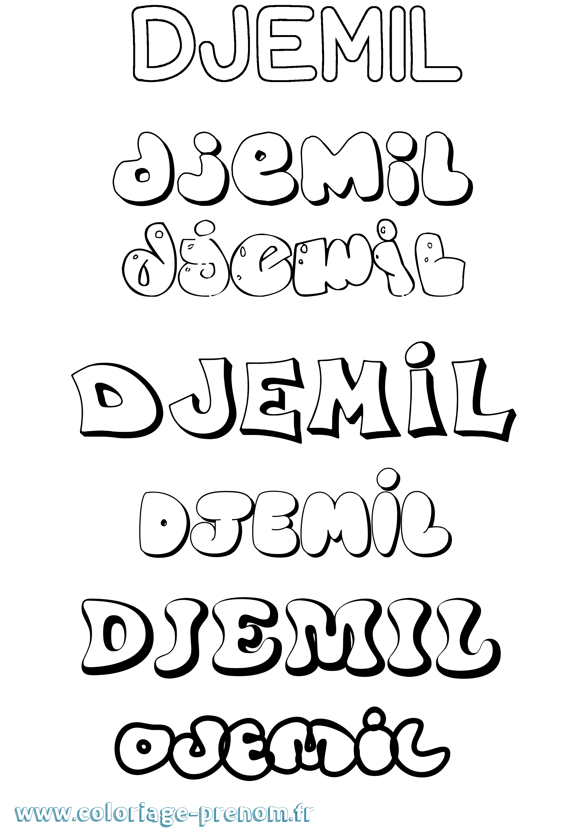 Coloriage Djemil Bubble Coloriage prénom Djemil Bubble