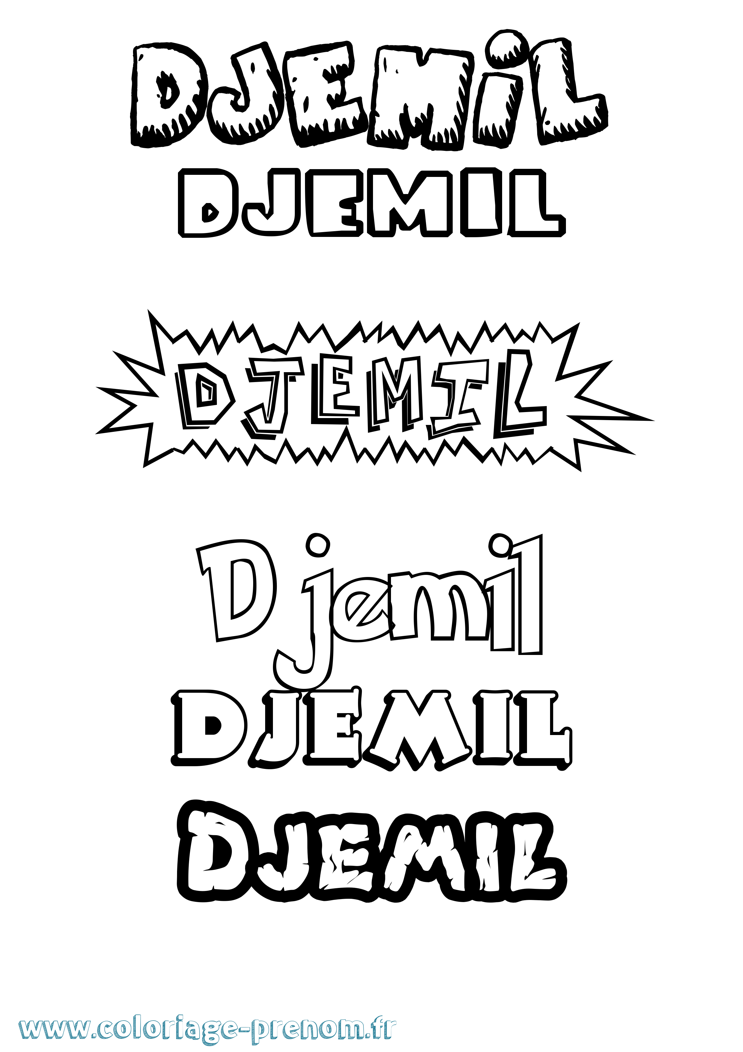 Coloriage Djemil Dessin Animé Coloriage prénom Djemil Dessin Animé