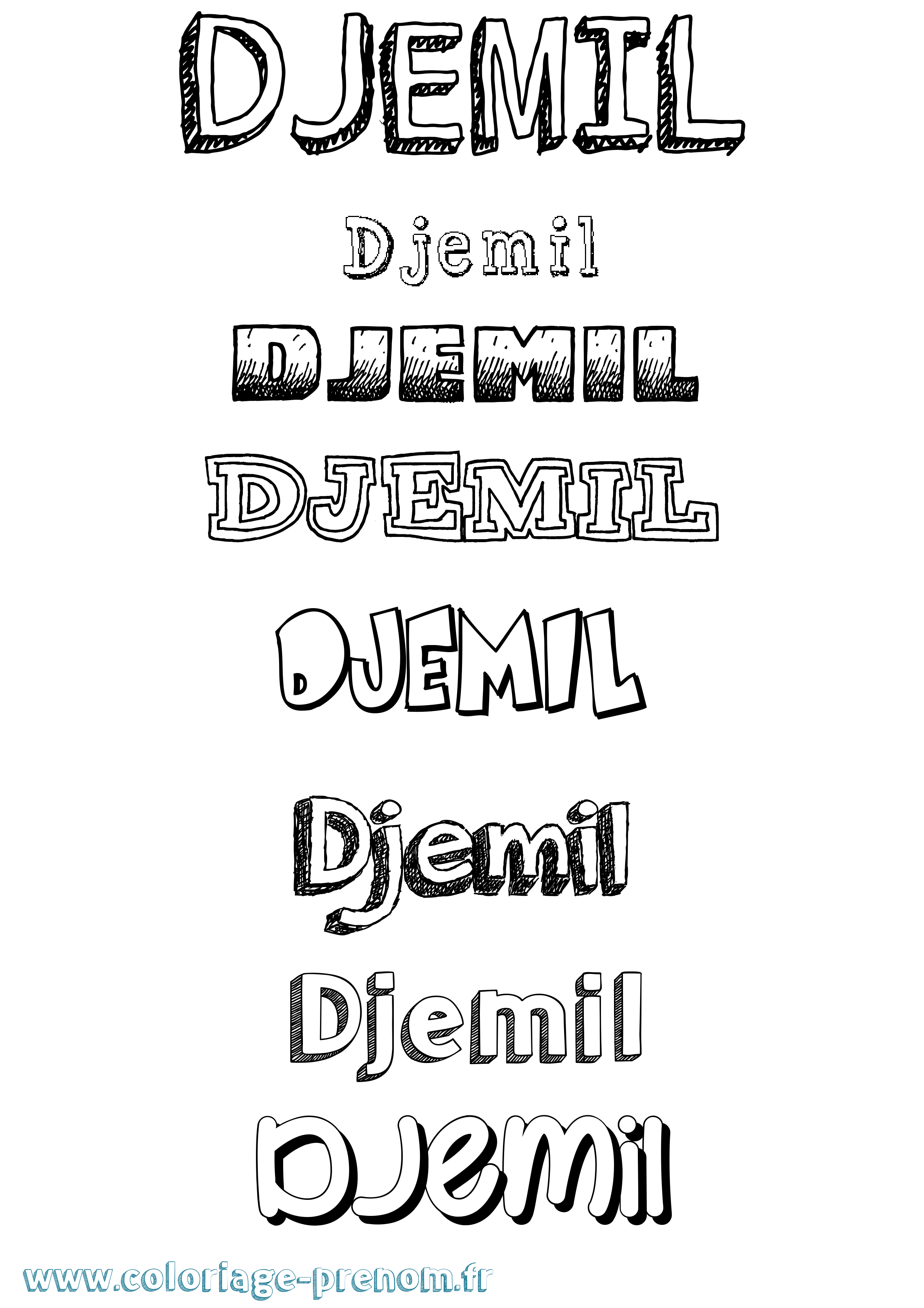 Coloriage Djemil Dessiné Coloriage prénom Djemil Dessiné