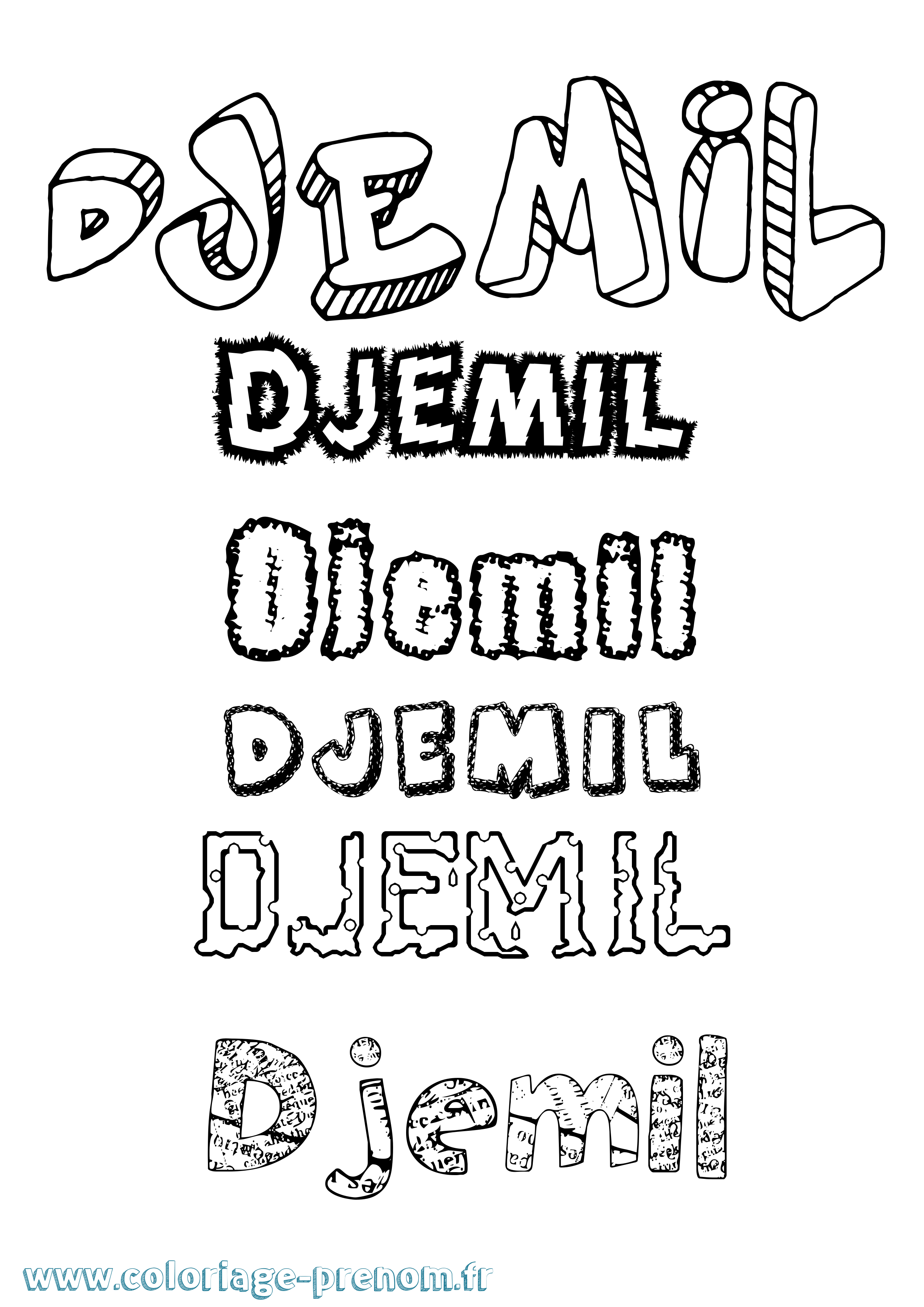 Coloriage Djemil Destructuré Coloriage prénom Djemil Destructuré