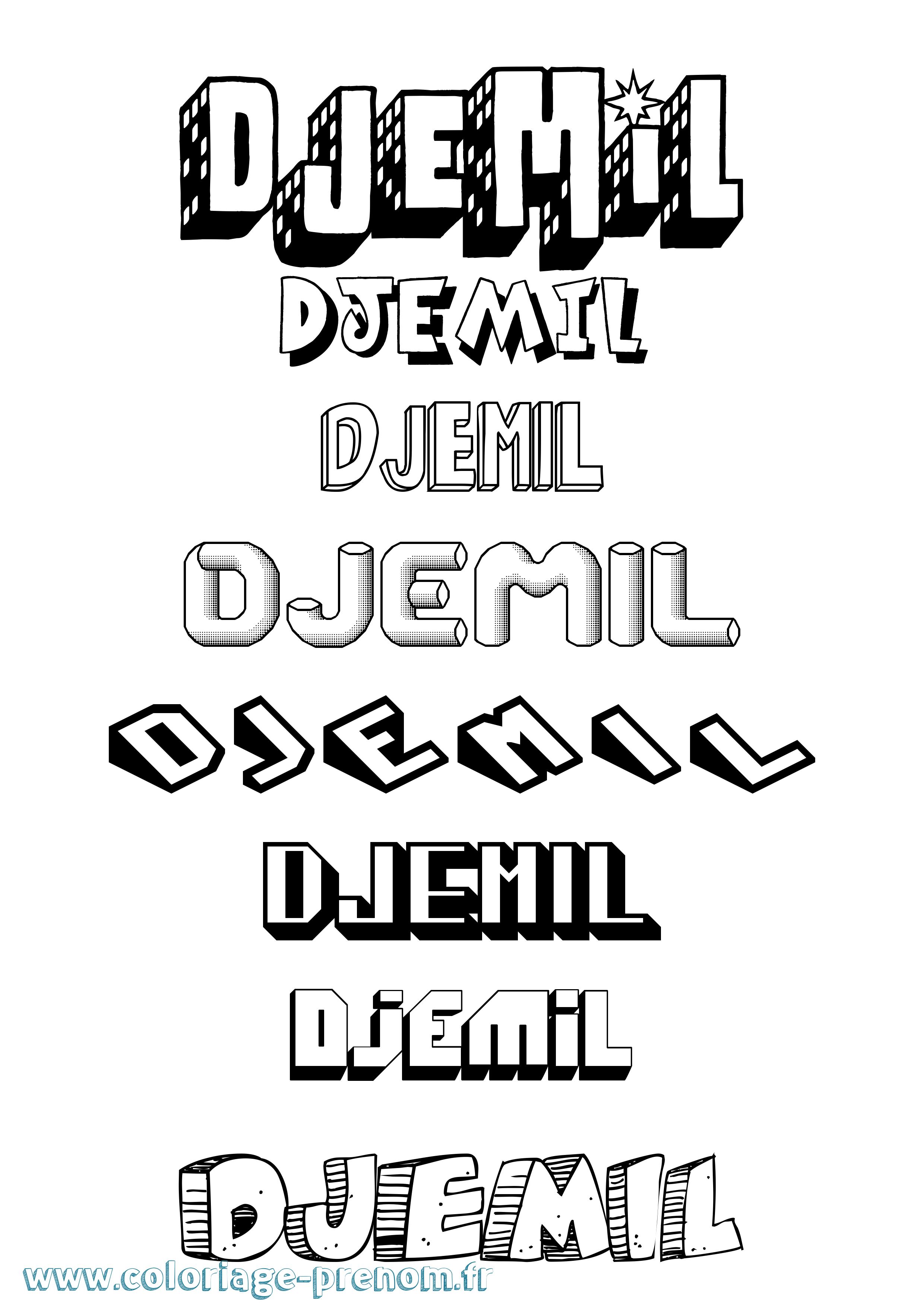 Coloriage Djemil Effet 3D Coloriage prénom Djemil Effet 3D