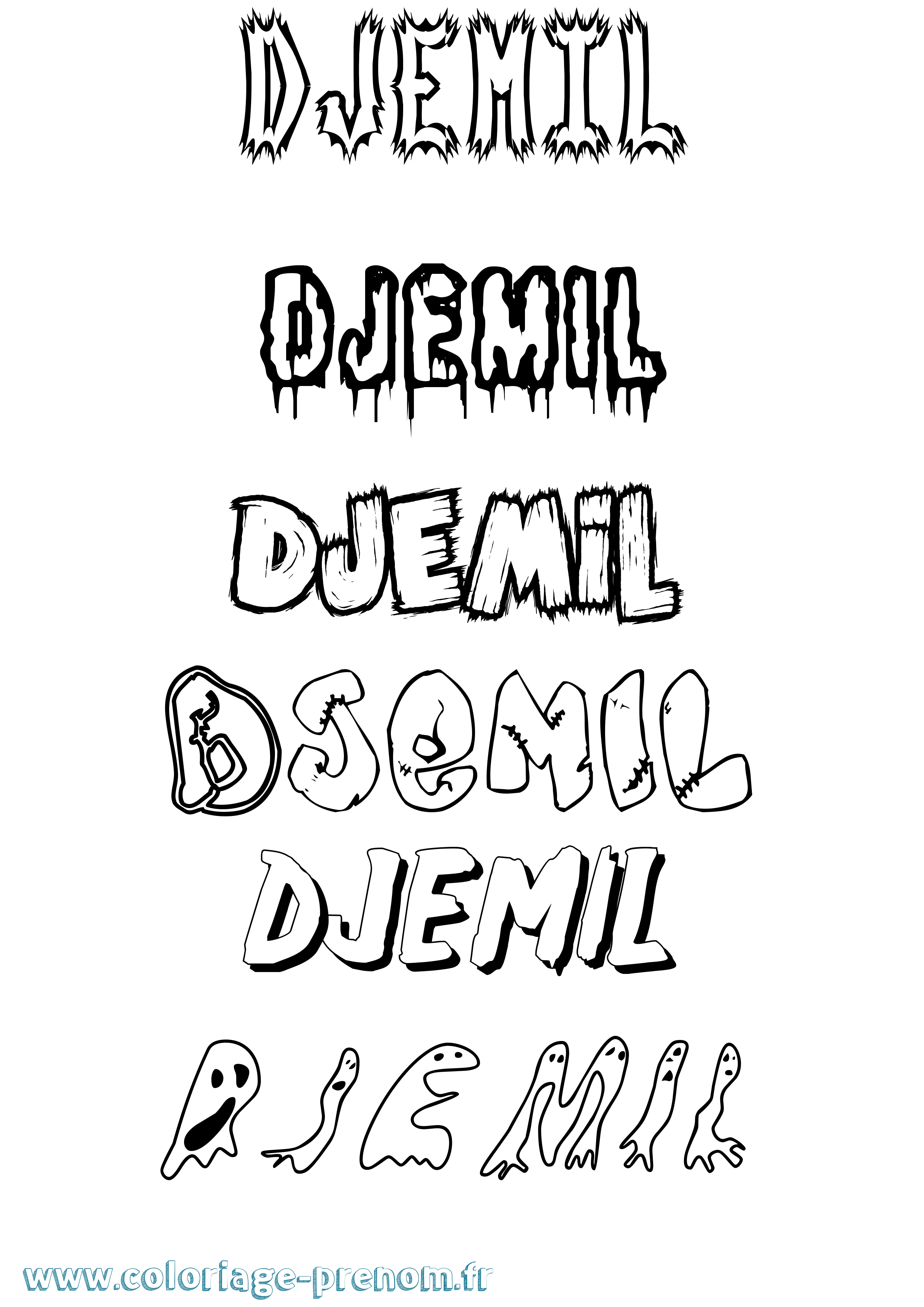 Coloriage Djemil Frisson Coloriage prénom Djemil Frisson