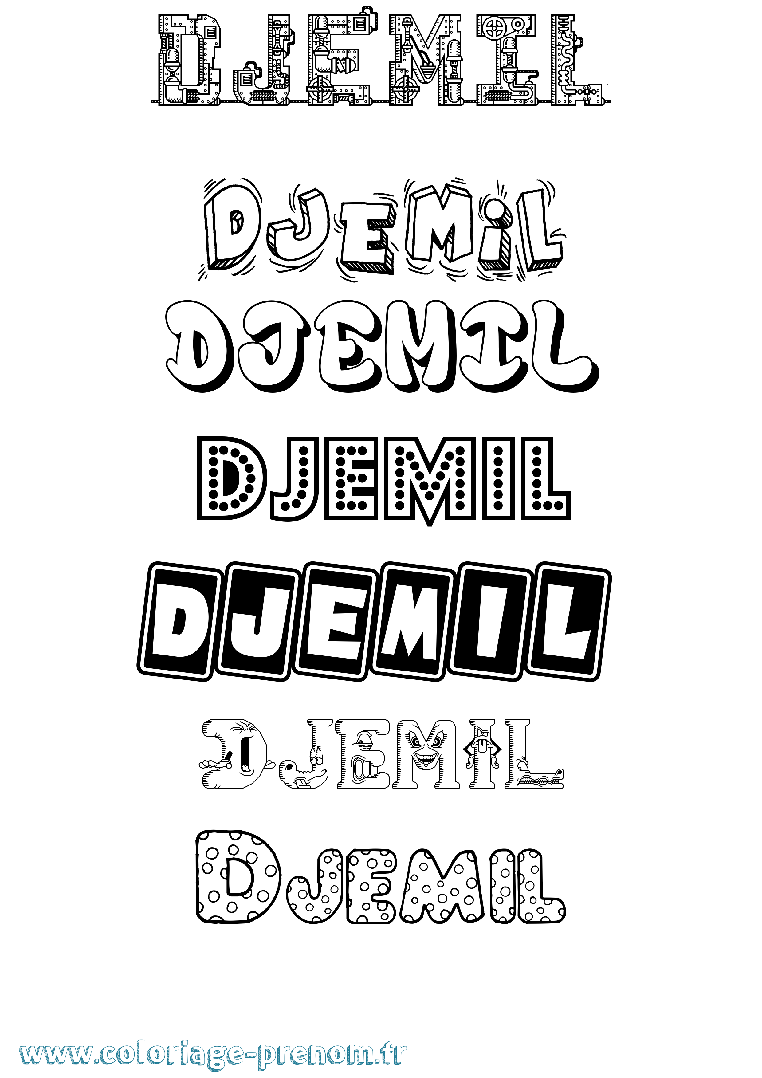 Coloriage Djemil Fun Coloriage prénom Djemil Fun