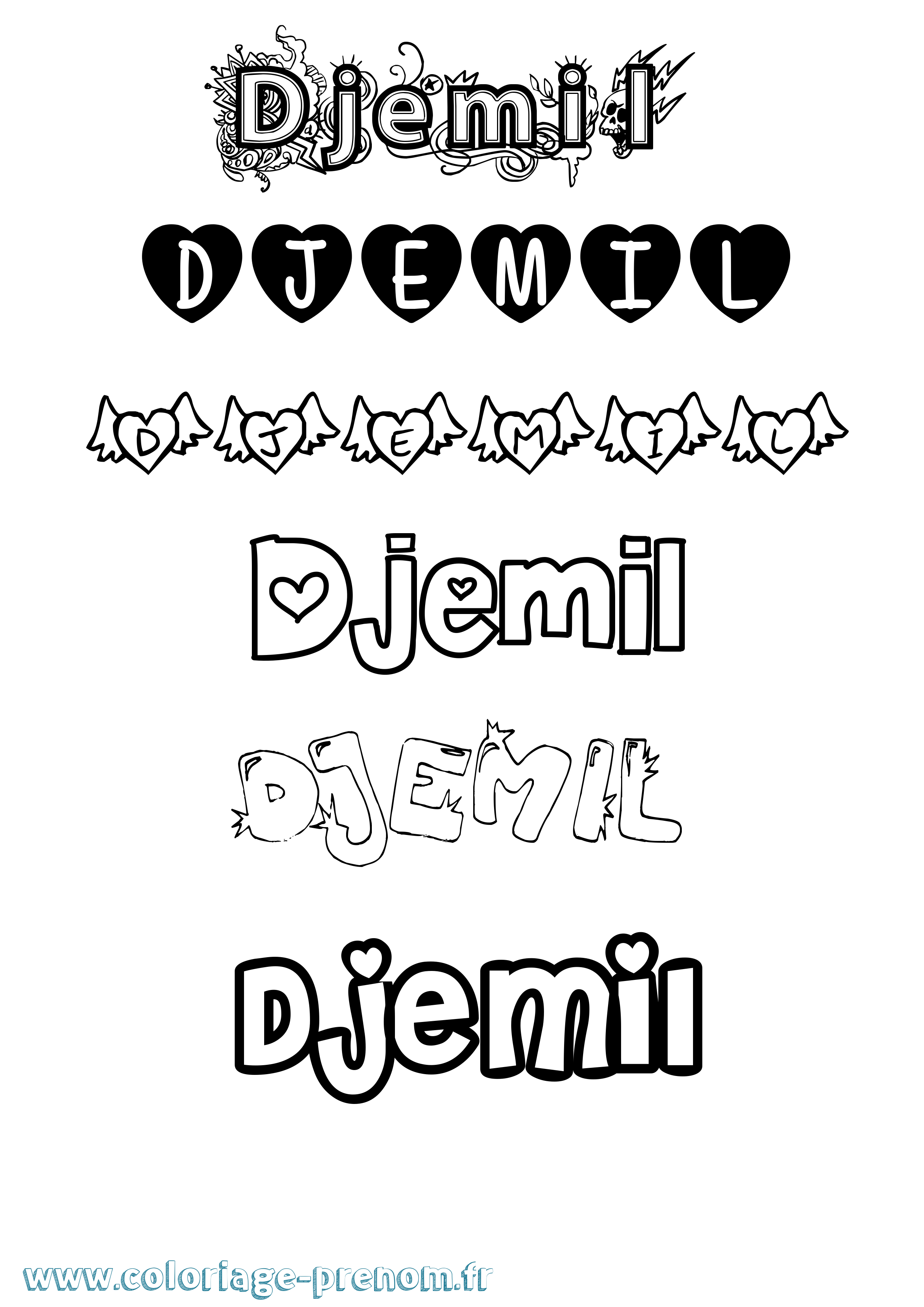 Coloriage Djemil Girly Coloriage prénom Djemil Girly