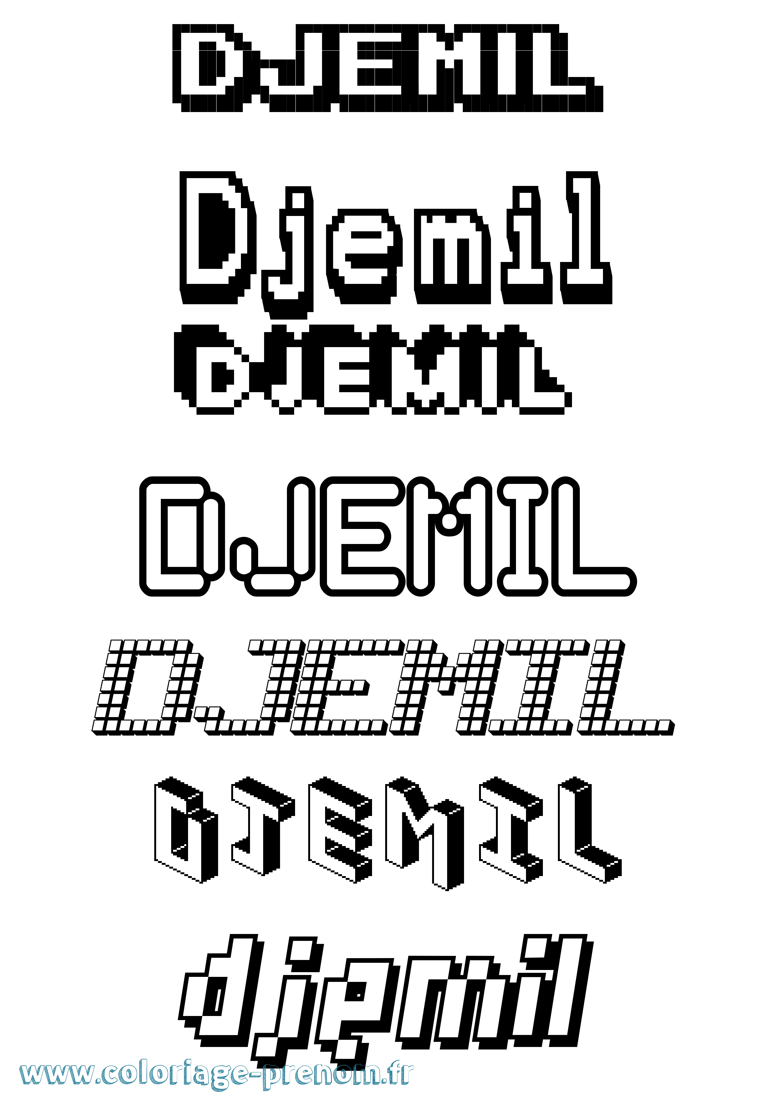 Coloriage Djemil Pixel Coloriage prénom Djemil Pixel