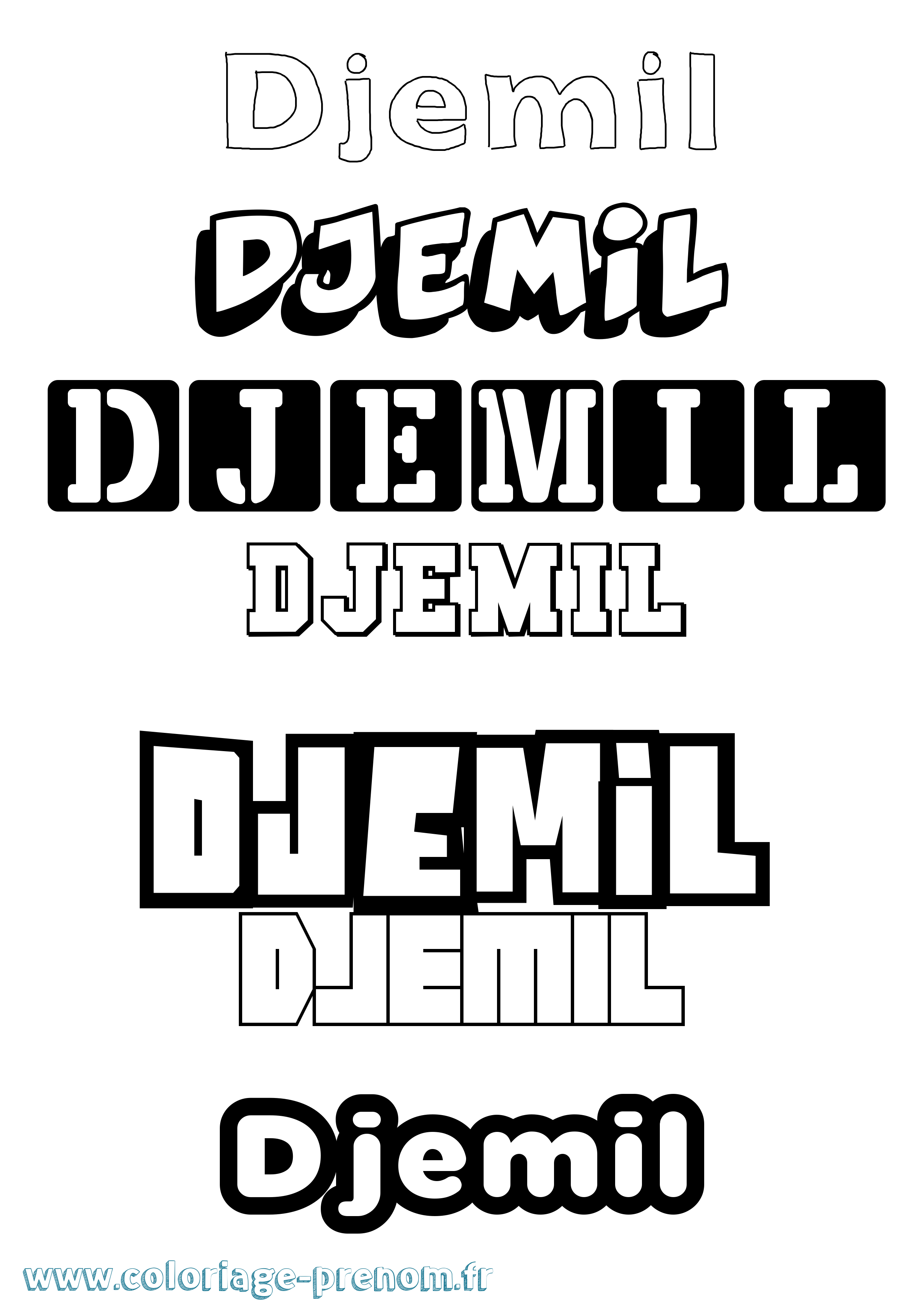 Coloriage Djemil Simple Coloriage prénom Djemil Simple