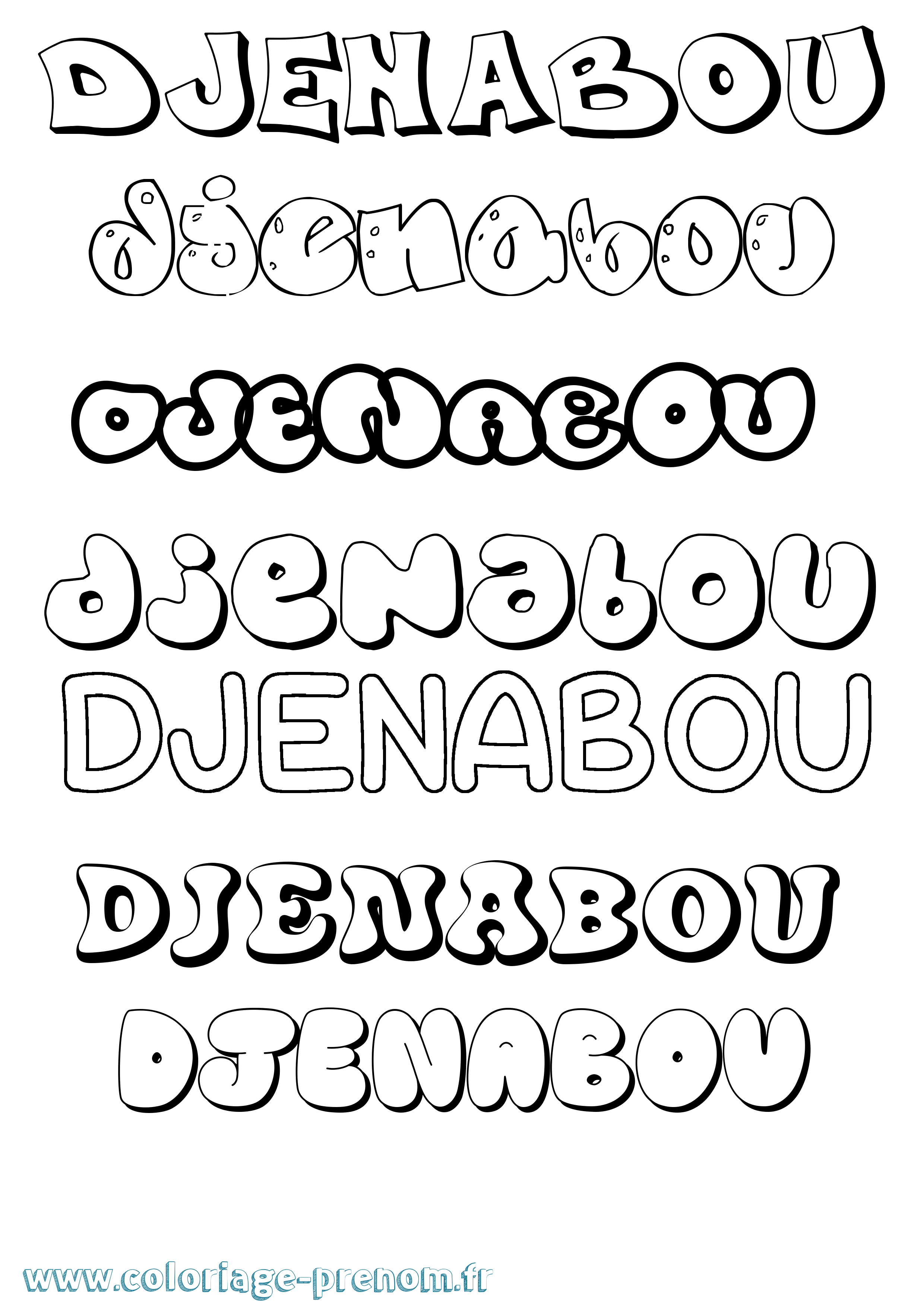 Coloriage Djenabou Bubble Coloriage prénom Djenabou Bubble