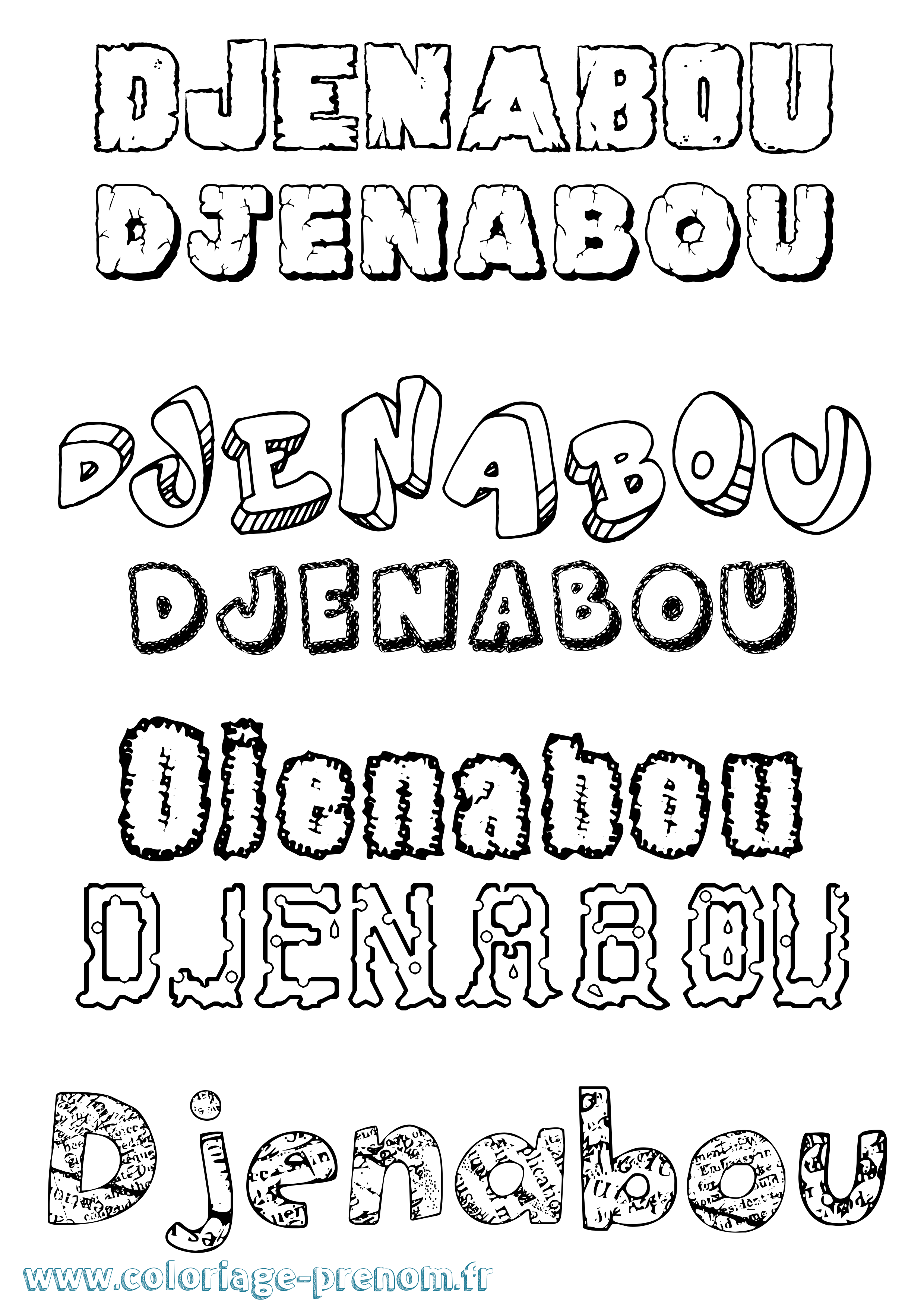 Coloriage Djenabou Destructuré Coloriage prénom Djenabou Destructuré