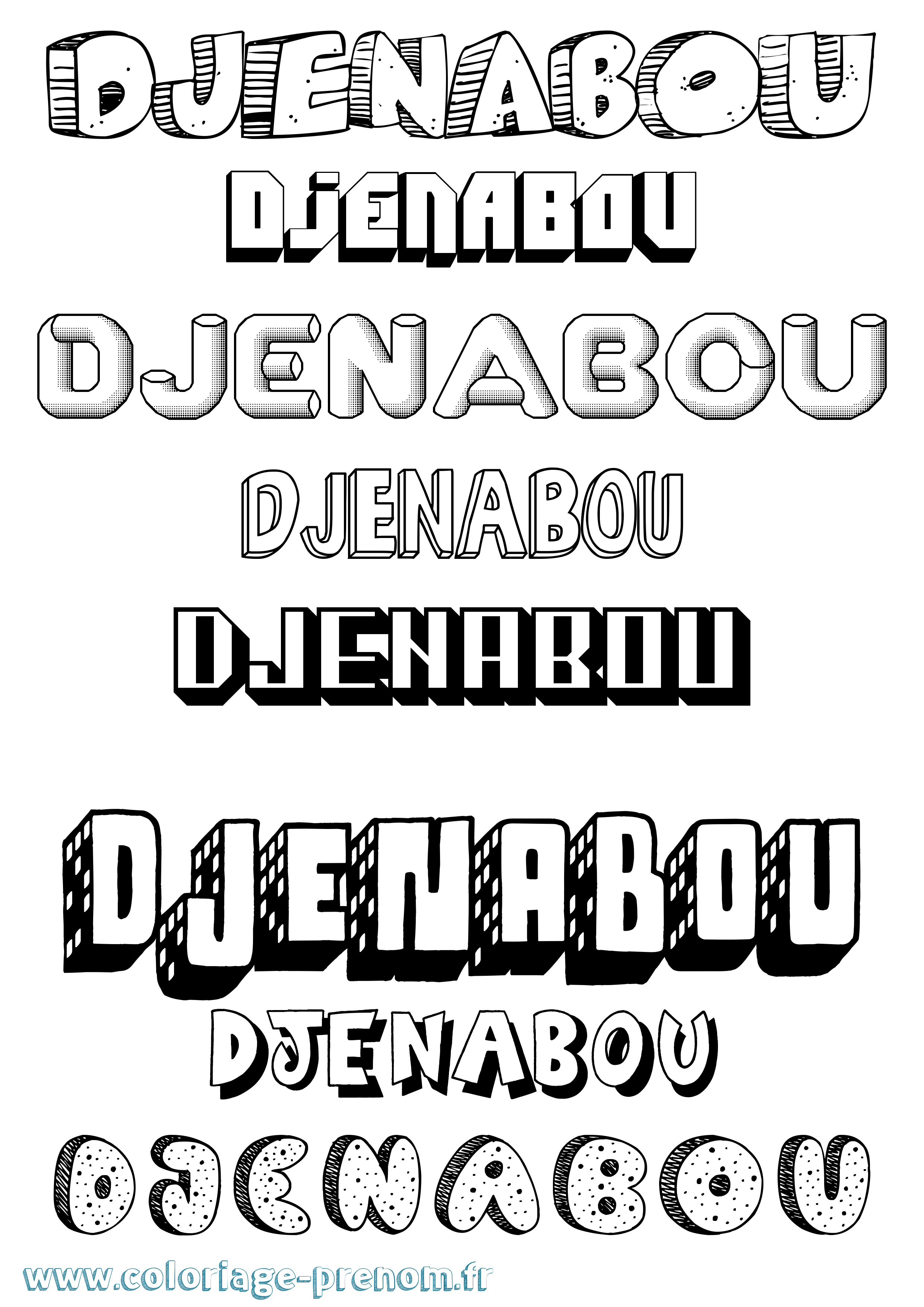 Coloriage Djenabou Effet 3D Coloriage prénom Djenabou Effet 3D
