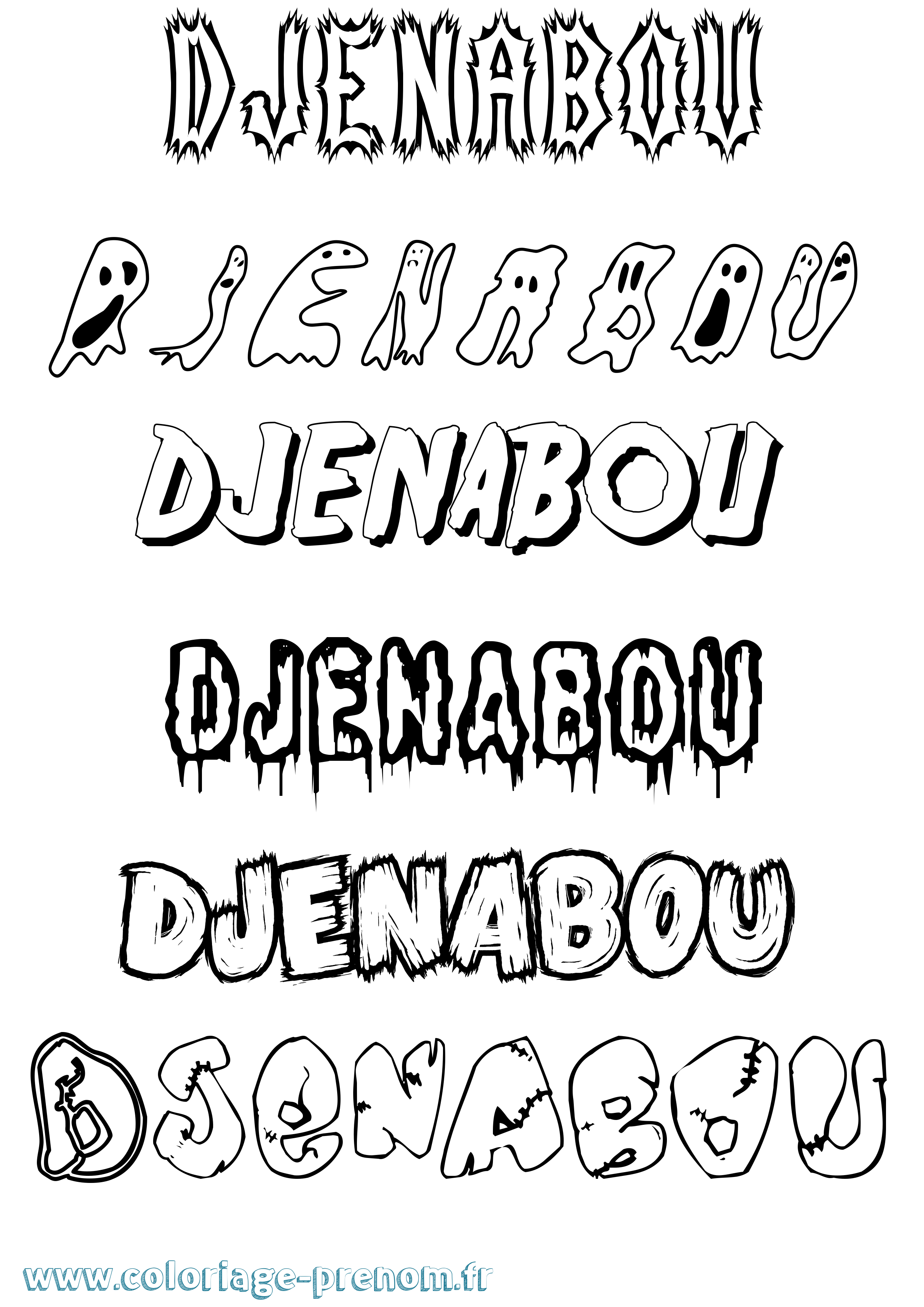 Coloriage Djenabou Frisson Coloriage prénom Djenabou Frisson