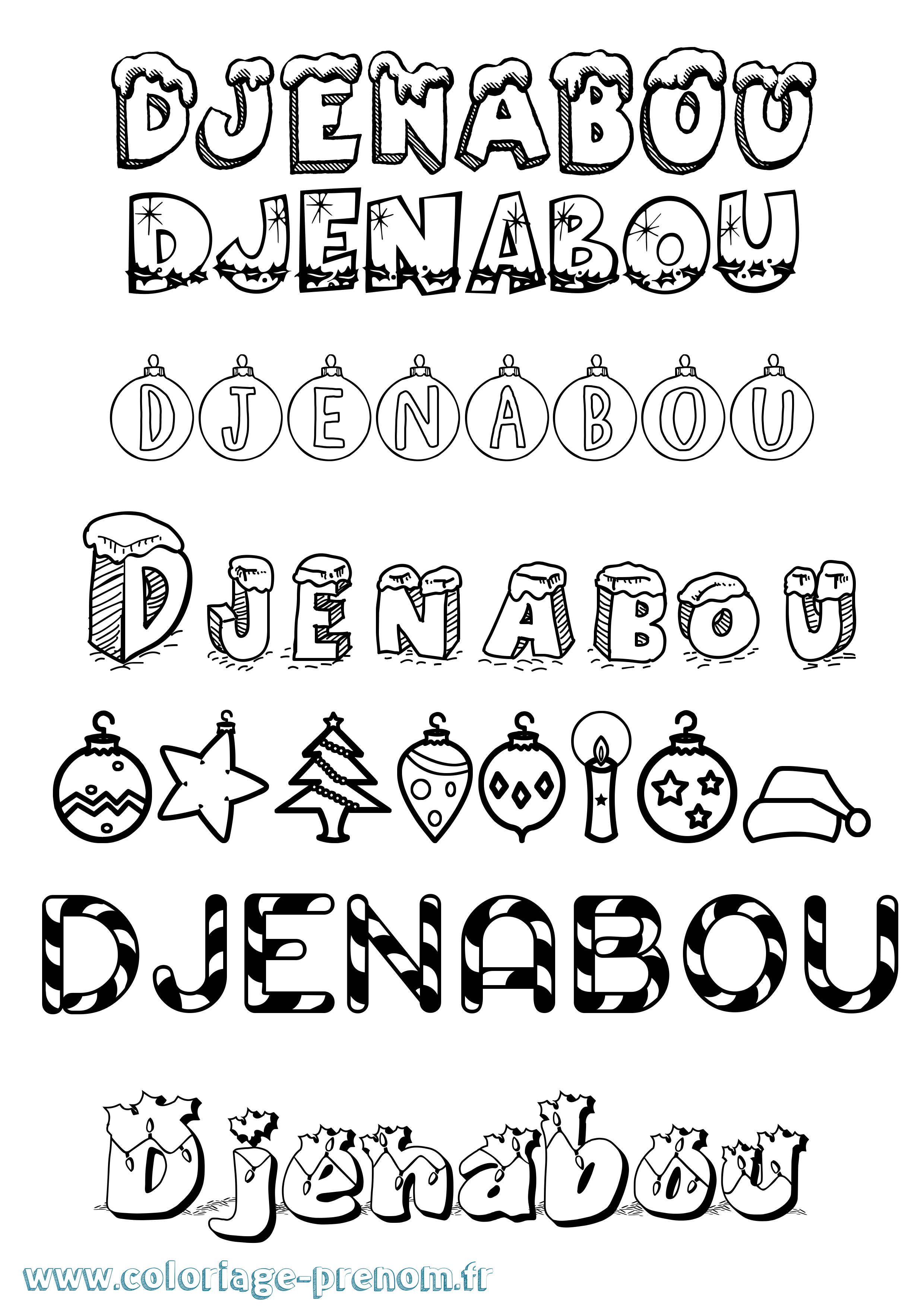 Coloriage Djenabou Noël Coloriage prénom Djenabou Noël